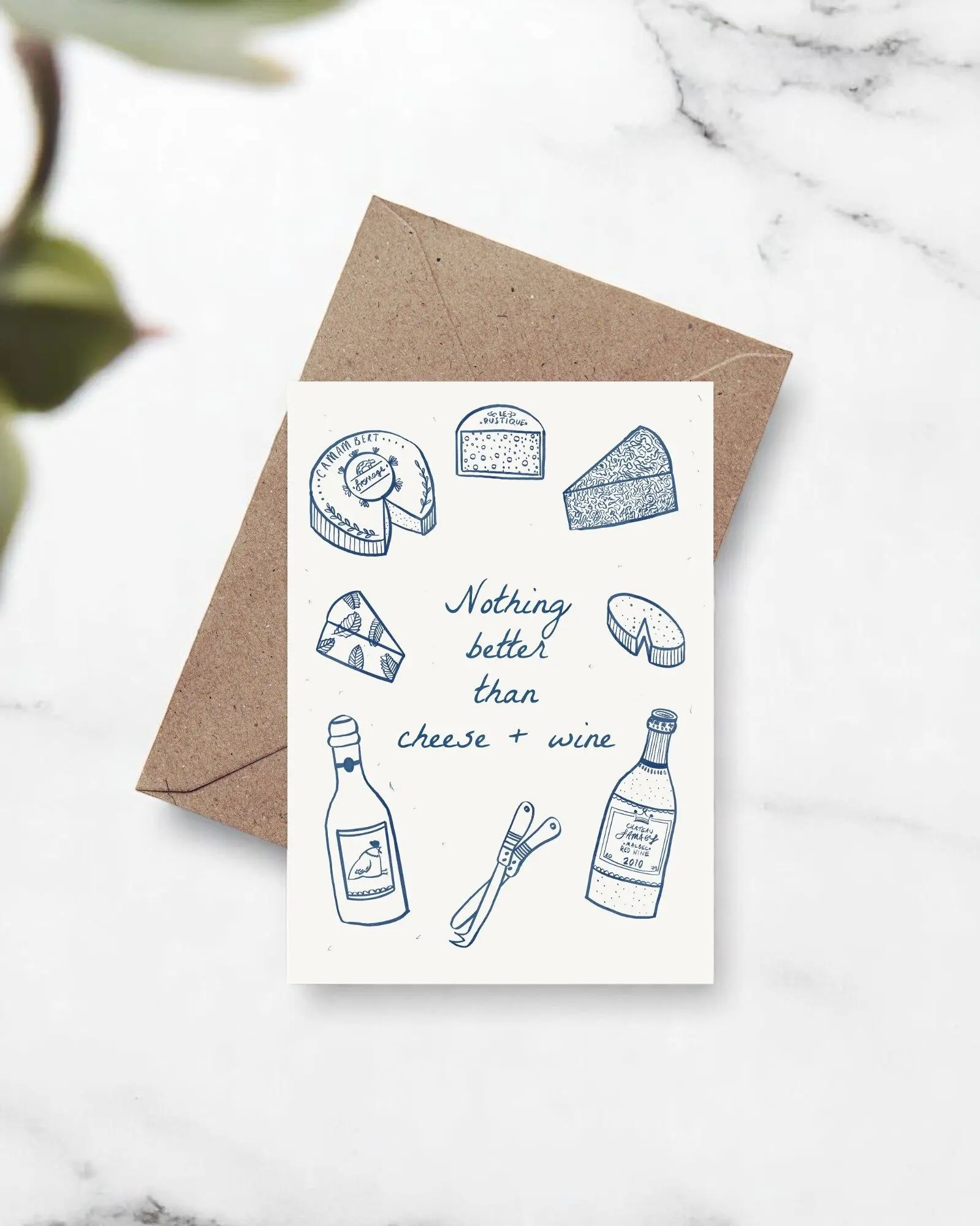 Nothing better than cheese & wine - Blank Notecard