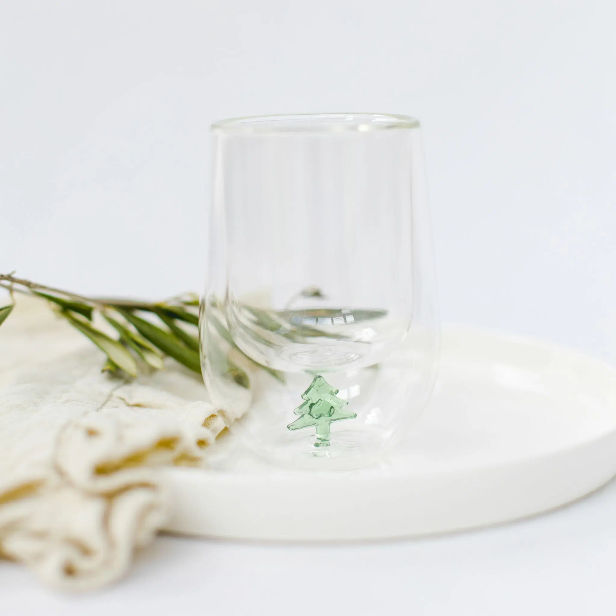 Thermoglas "Baum" grün 150 ml 2er Set