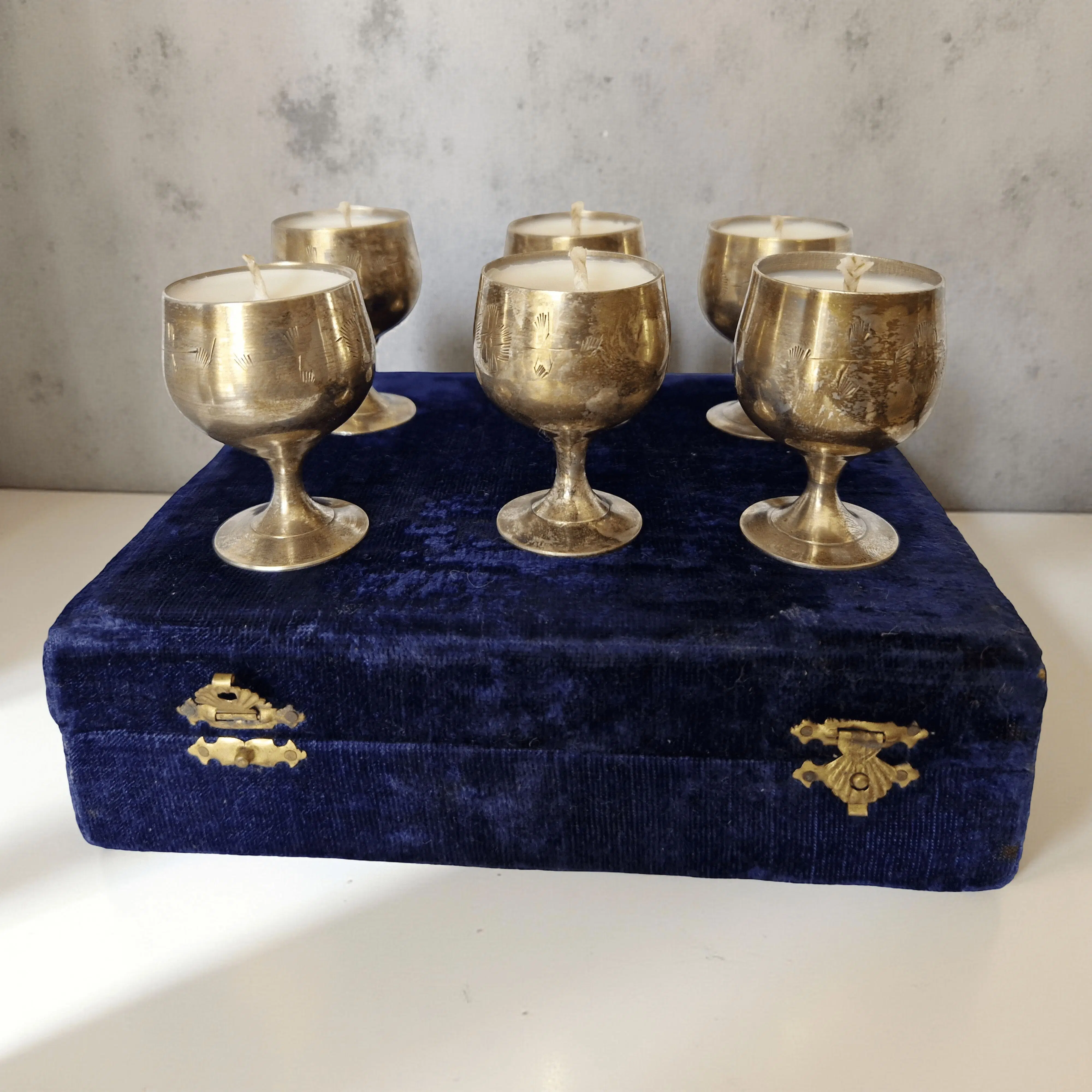 Set of 6 Repurposed Mini Goblet Candles – Garden Scents