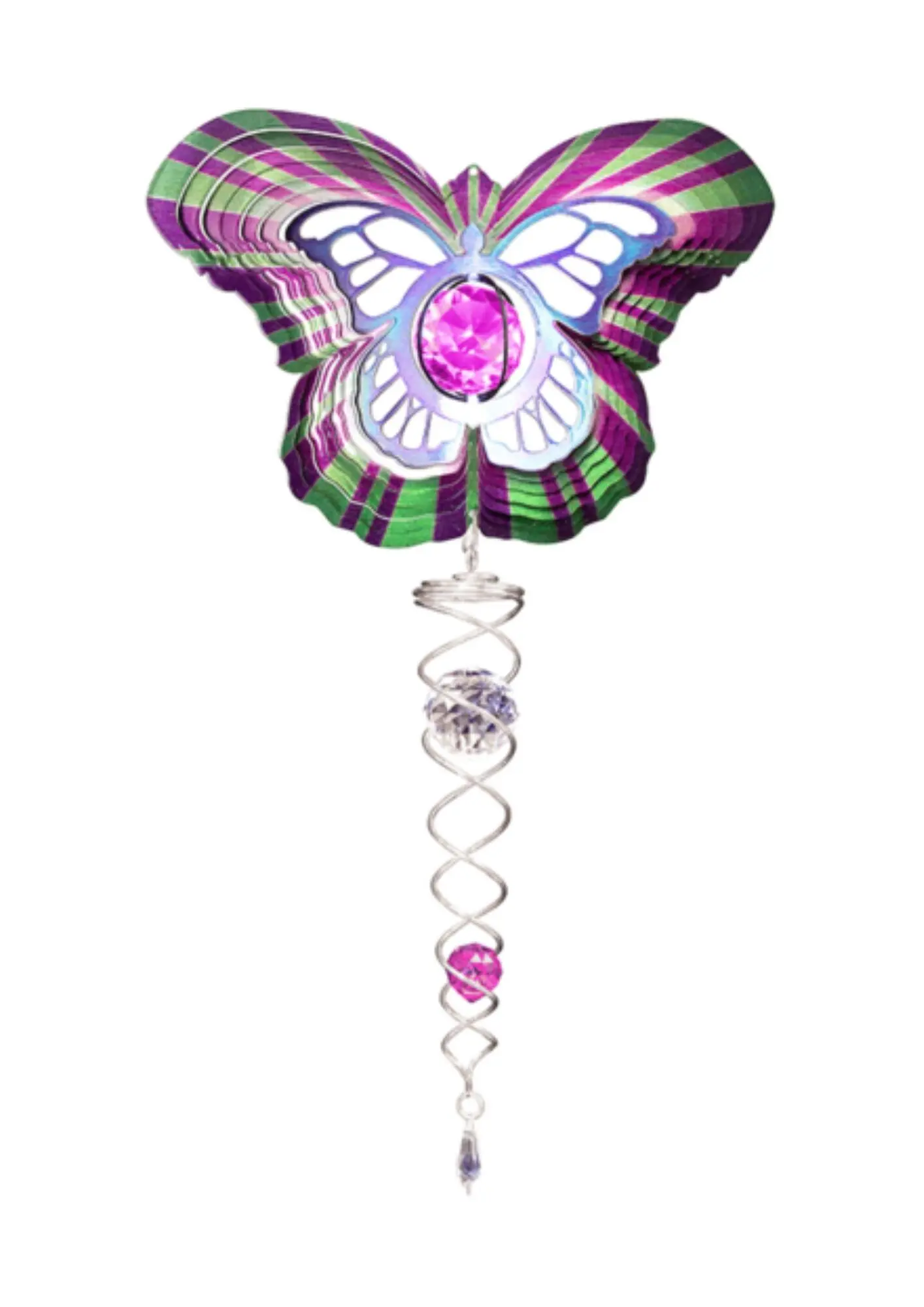 Windspiel, Spin Art, Schmetterling Lila Künstler-Kristallschwanz, ACTBUC0800, Gesamtlänge 60cm