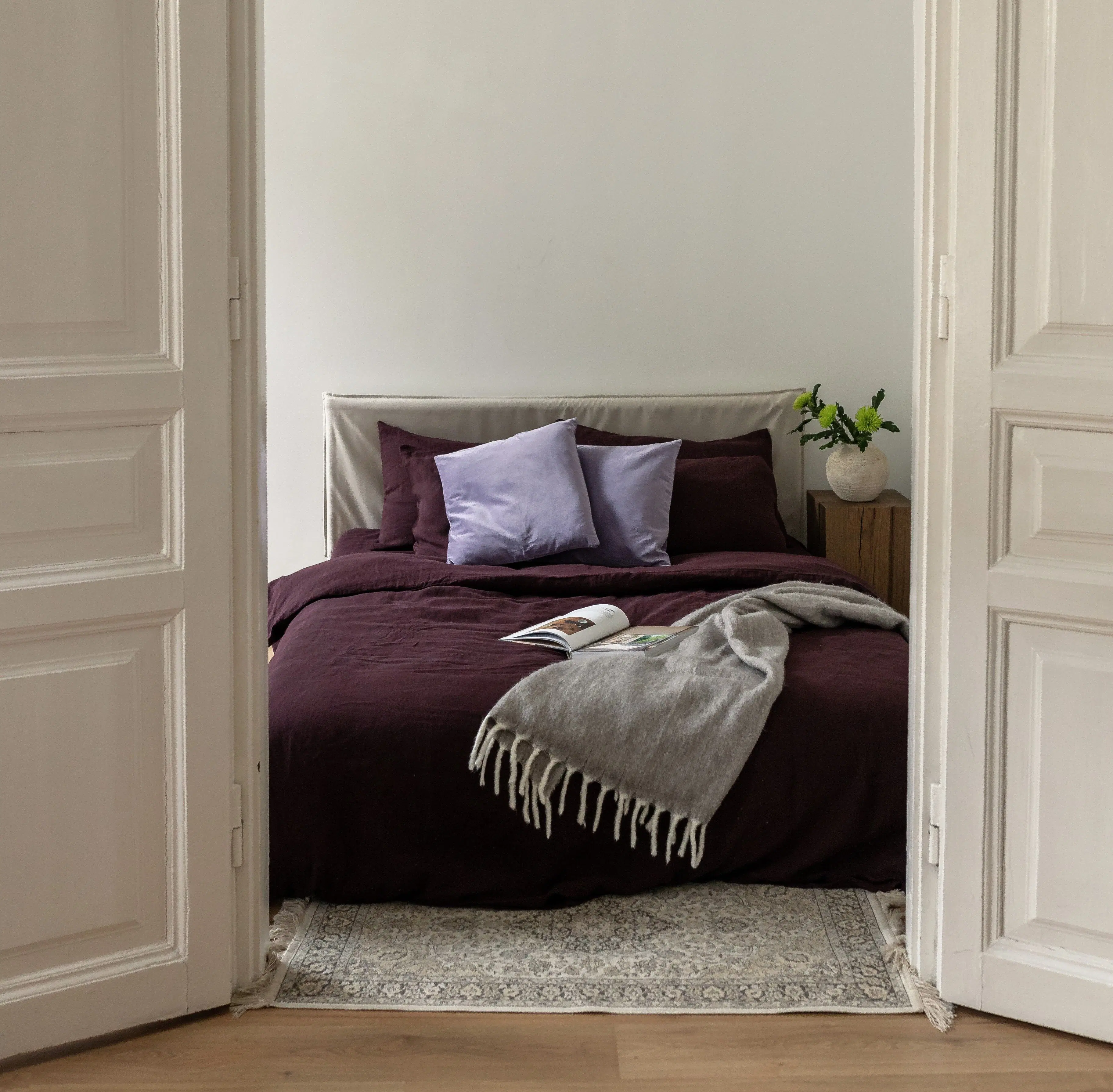 Deep Purple Linen Duvet Cover Set