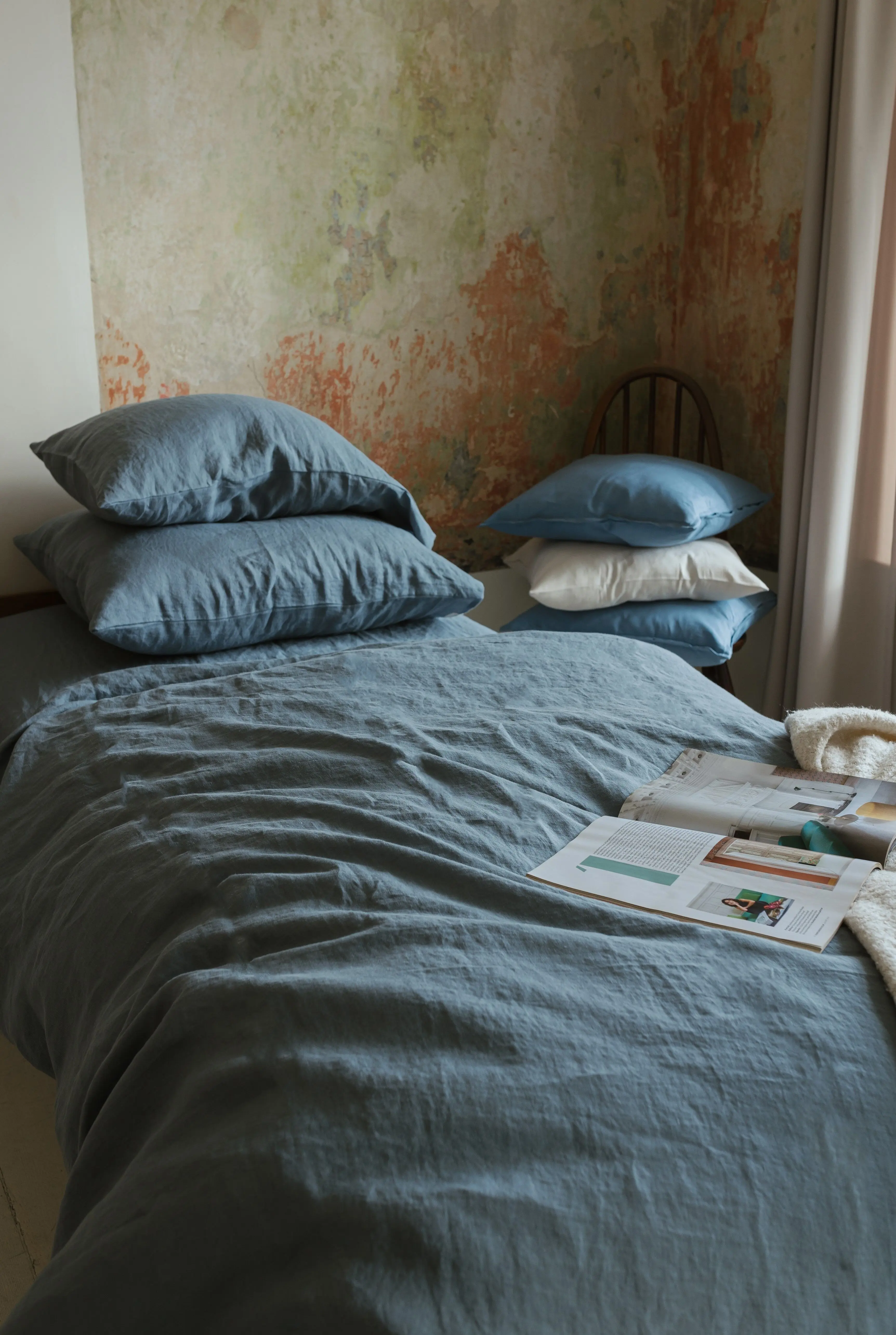 Dark Grey Linen Duvet Cover Set