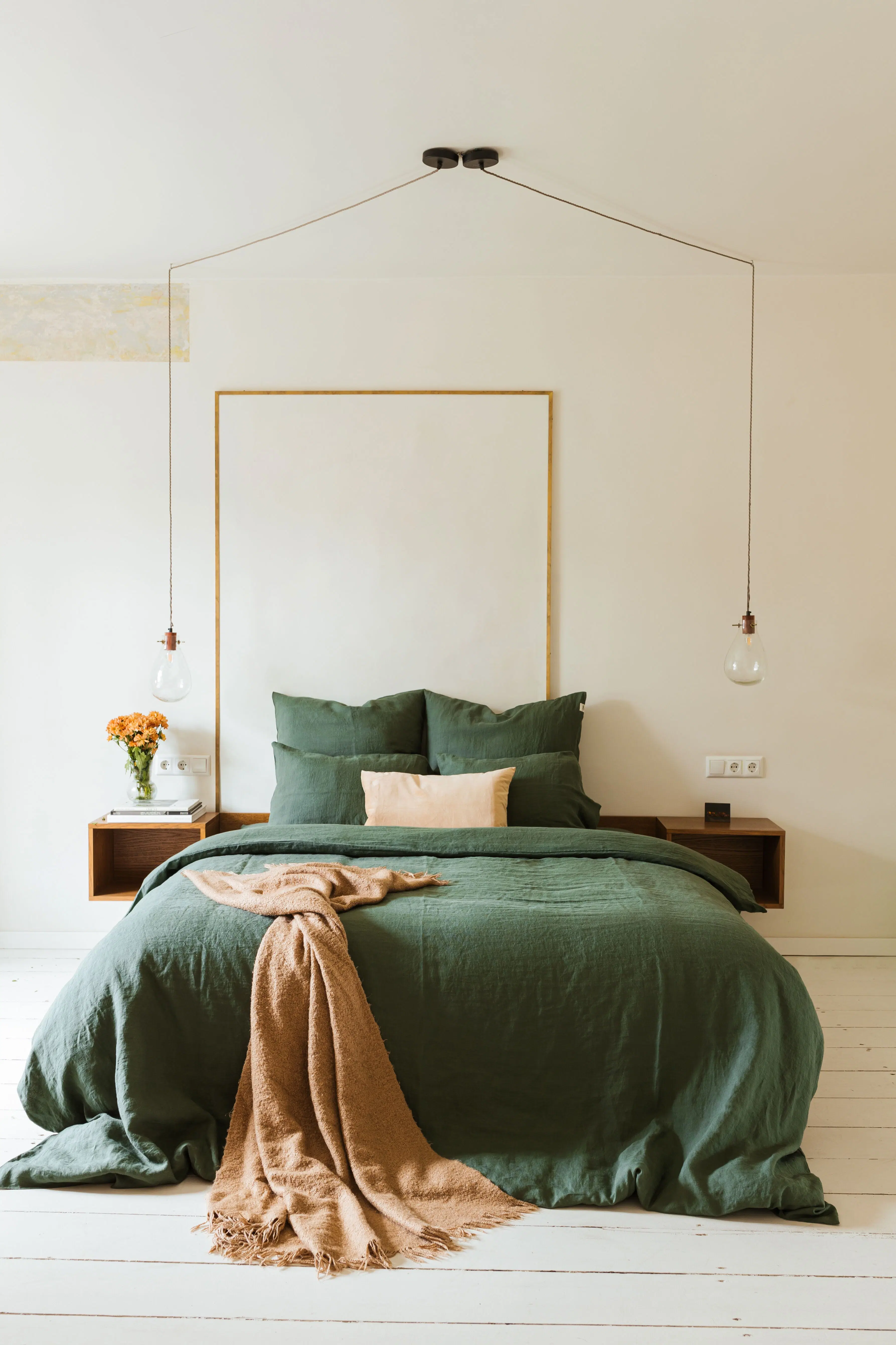 Forest Green Linen Duvet Cover Set