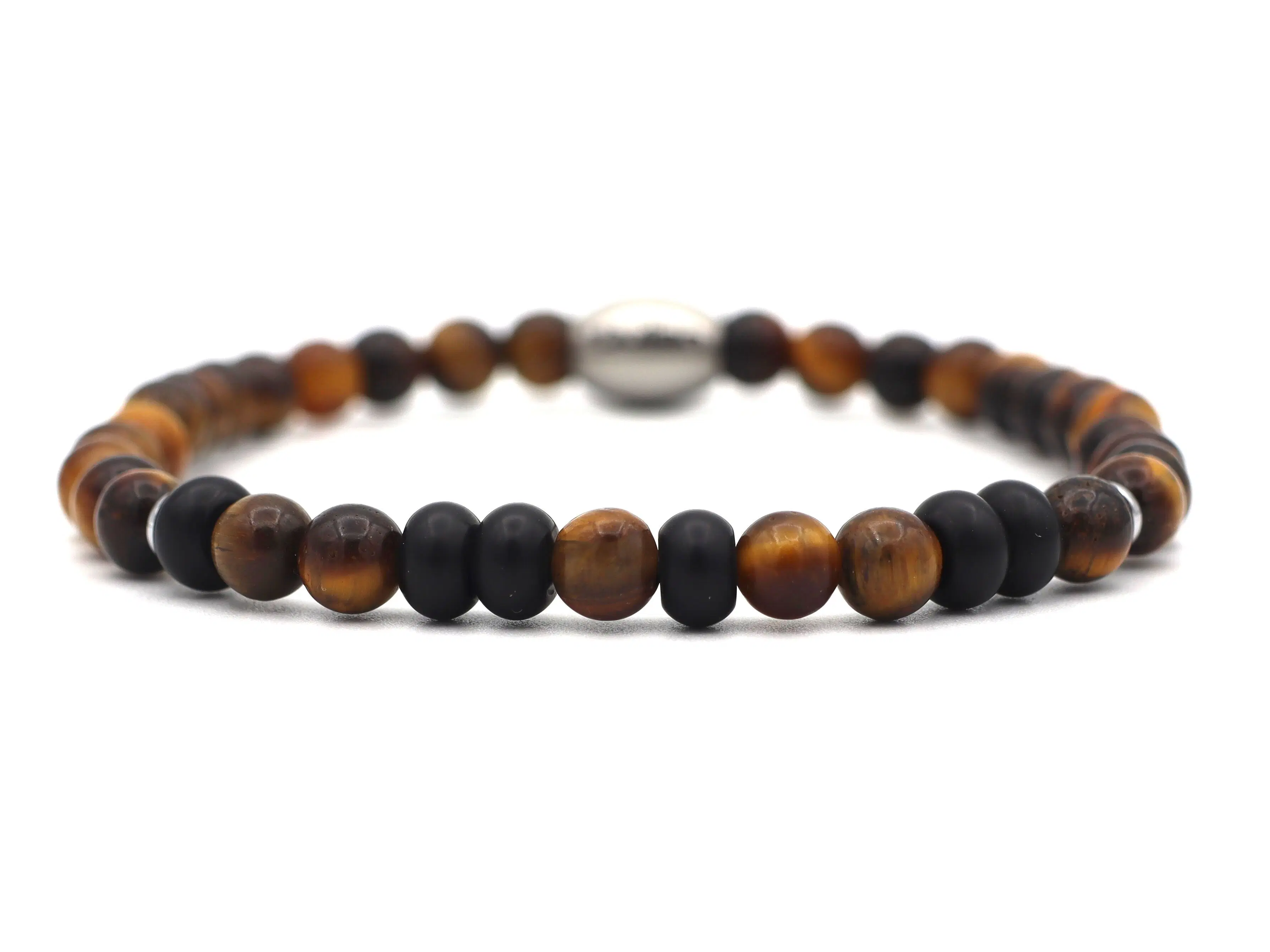 Morse code bracelet papa tiger eye and onyx