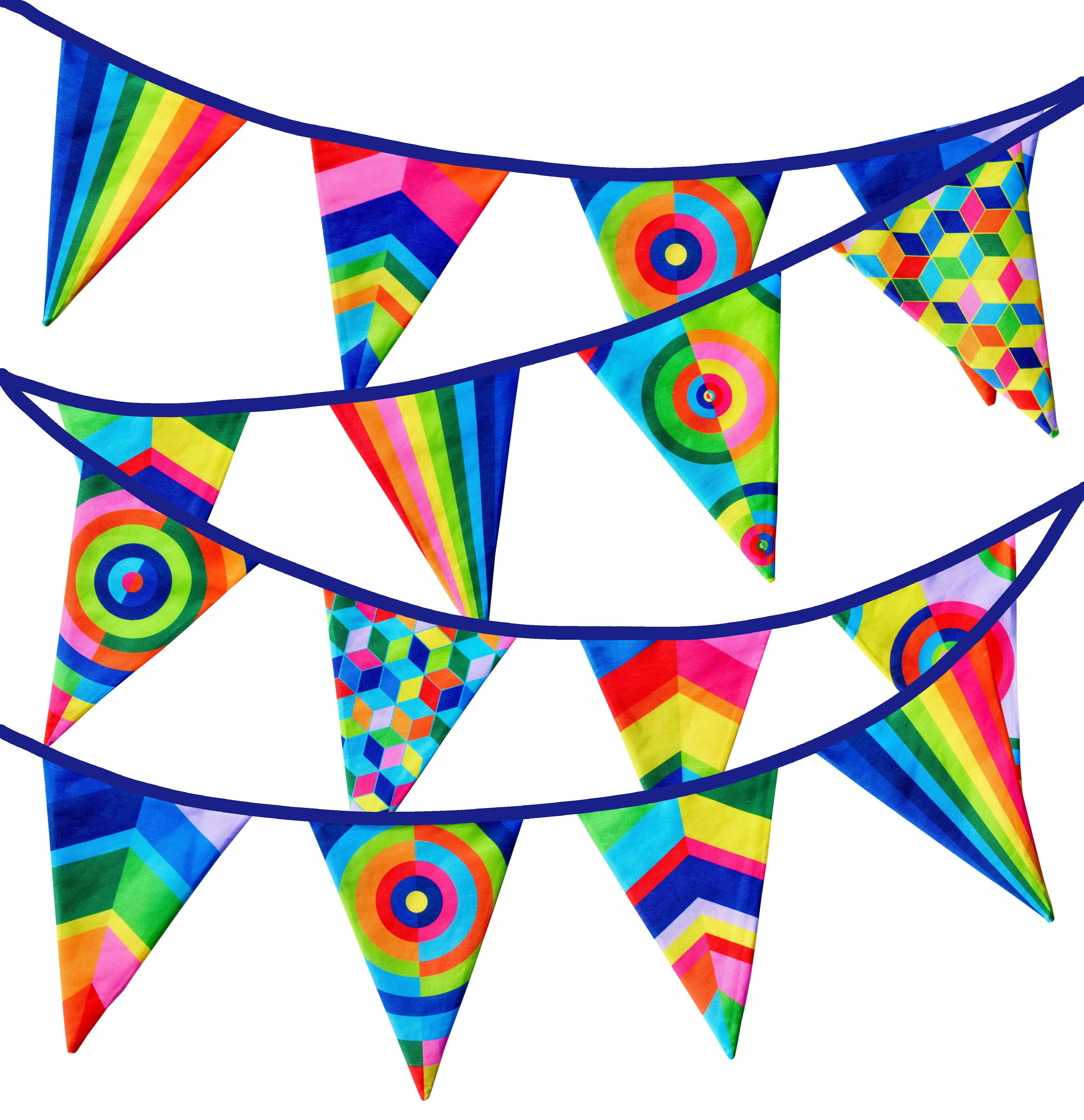 Puk Art® | Stoffgirlande | Regenbogen | Doppelseitig • 12 Meter