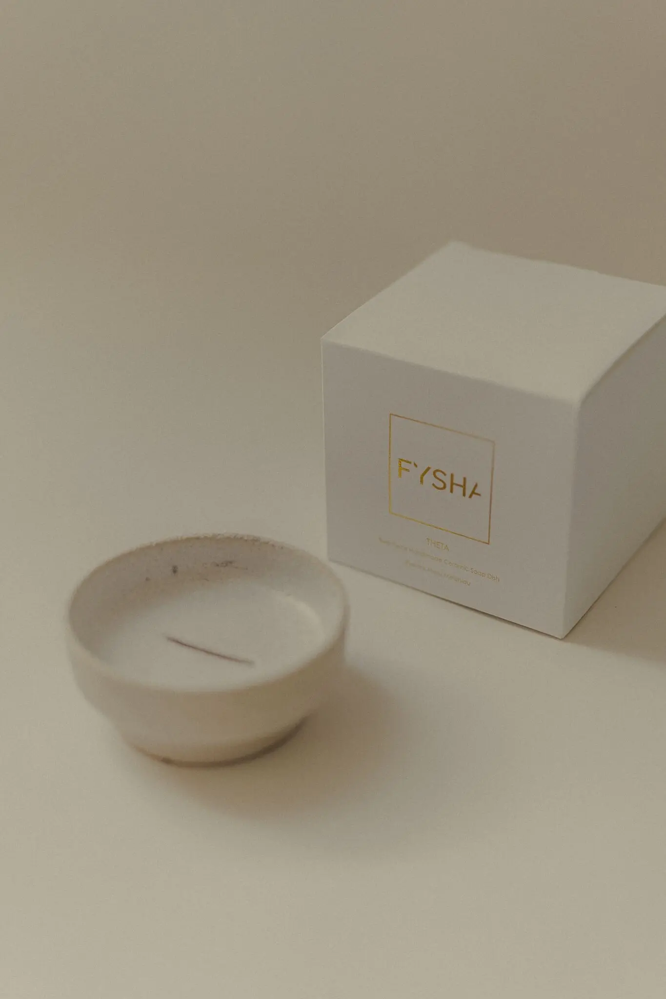 Theta two-piece handmade white ceramic soap dish