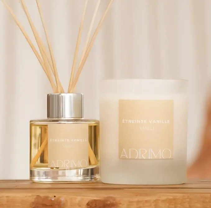 Adrimo Paris Gift Set – Diffuser and 30 cl Natural Candle – Vanilla – Vanilla Embrace
