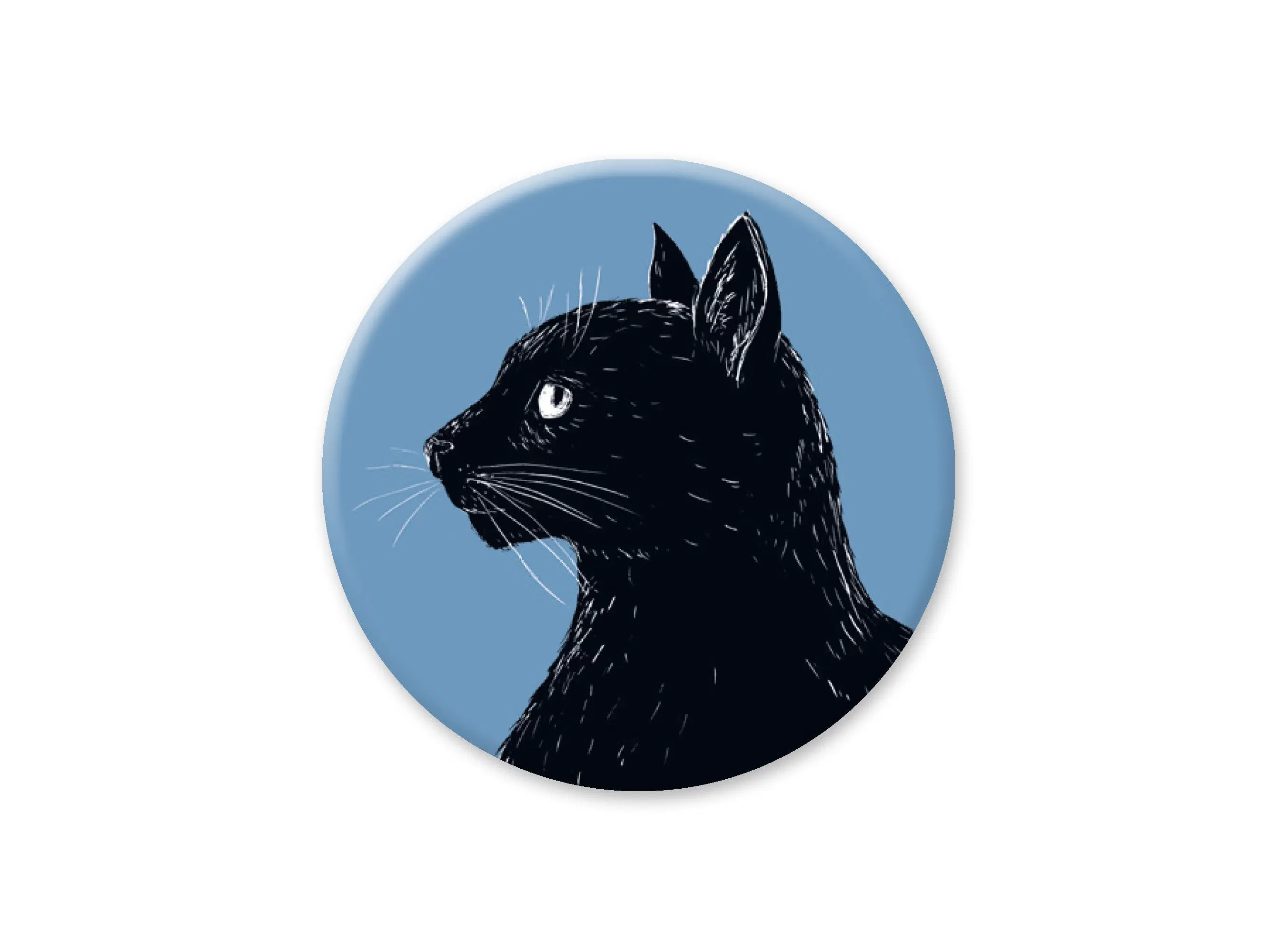 Aimant rond chat bleu (diamètre 38 mm)