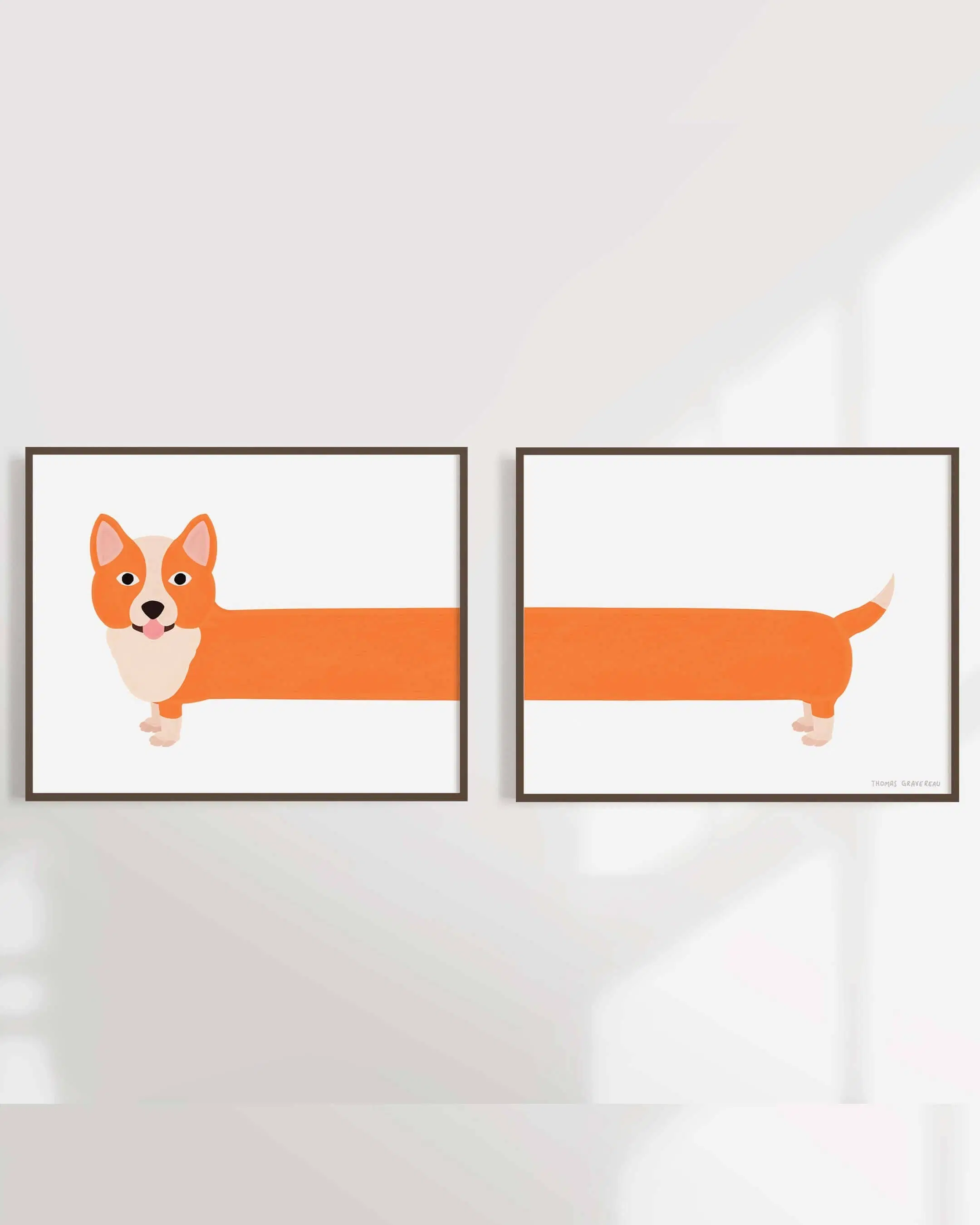 "Corgi" art print (A4 diptych)