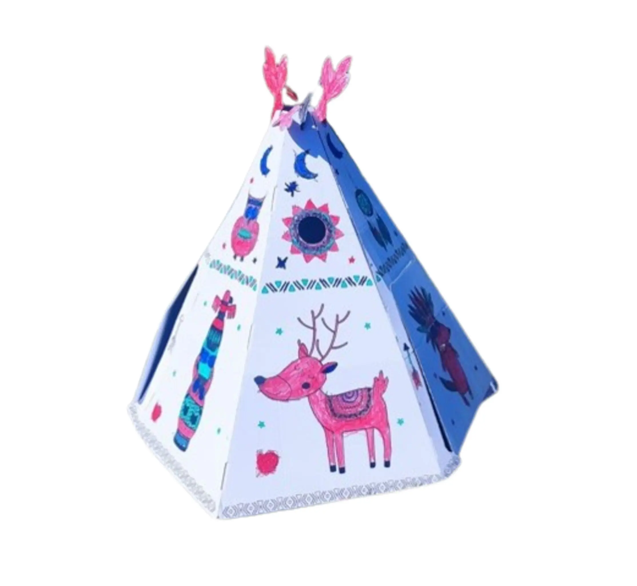 Cardboard playhouse for children, Teepee Tent, DIY, for construction and coloring, 3+