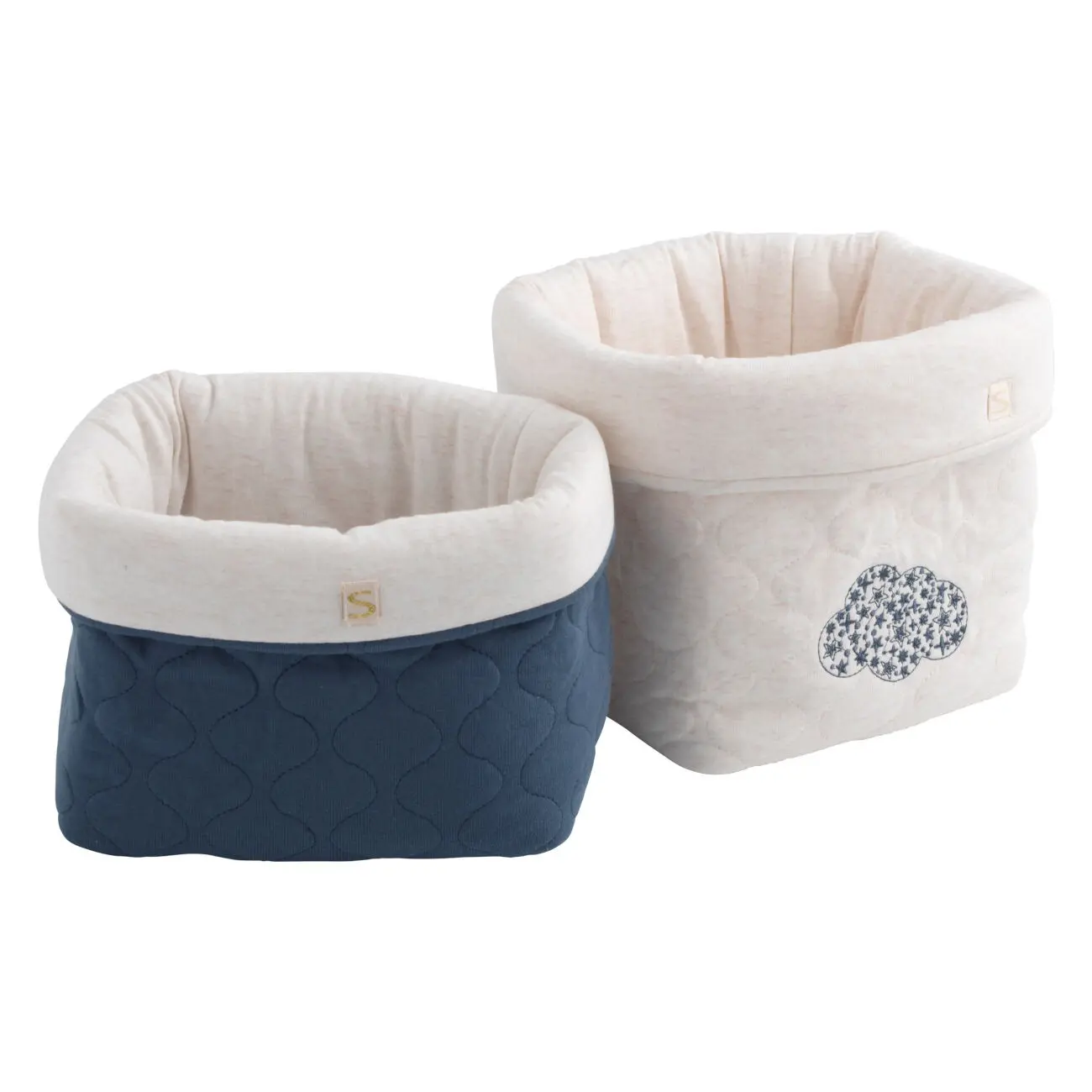 Set di 2 cestini portaoggetti trapuntati in cotone - PETIT NUAGE