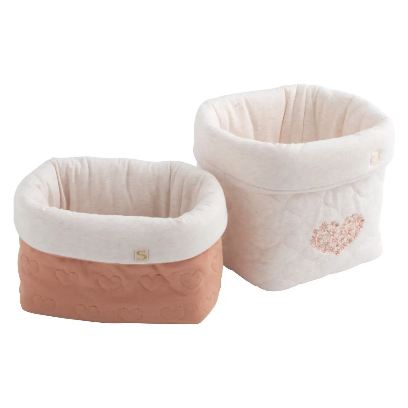 Set di 2 cestini portaoggetti trapuntati in cotone - PETIT COEUR
