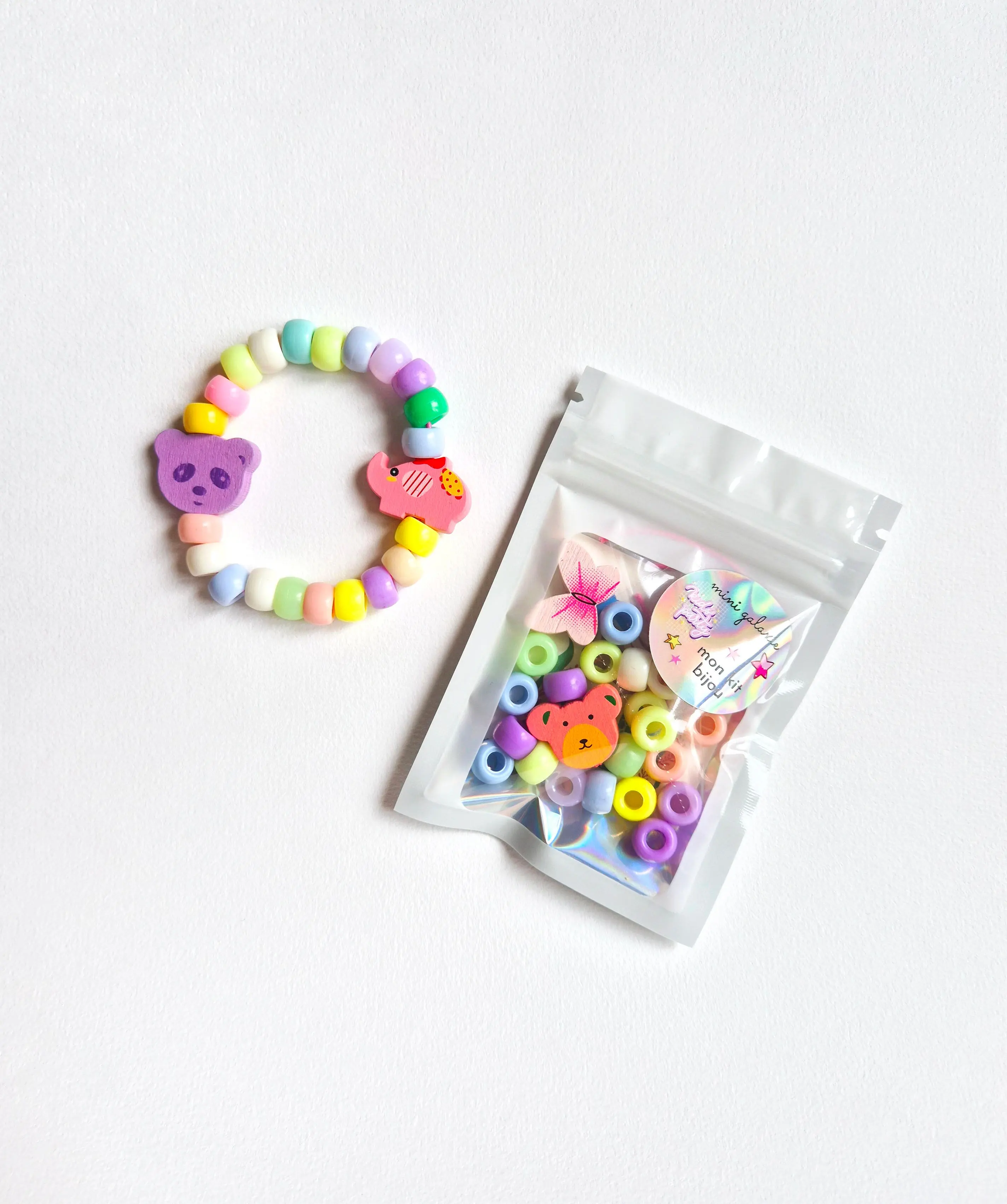 Schmuckset für Kinderarmband - Holztiermodell 🐸 + 1 kostenloses Tattoo