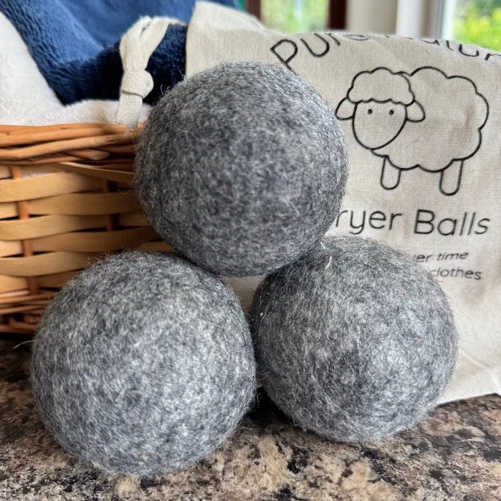 Boules de séchage en laine grises (lot de 3) et sac de rangement