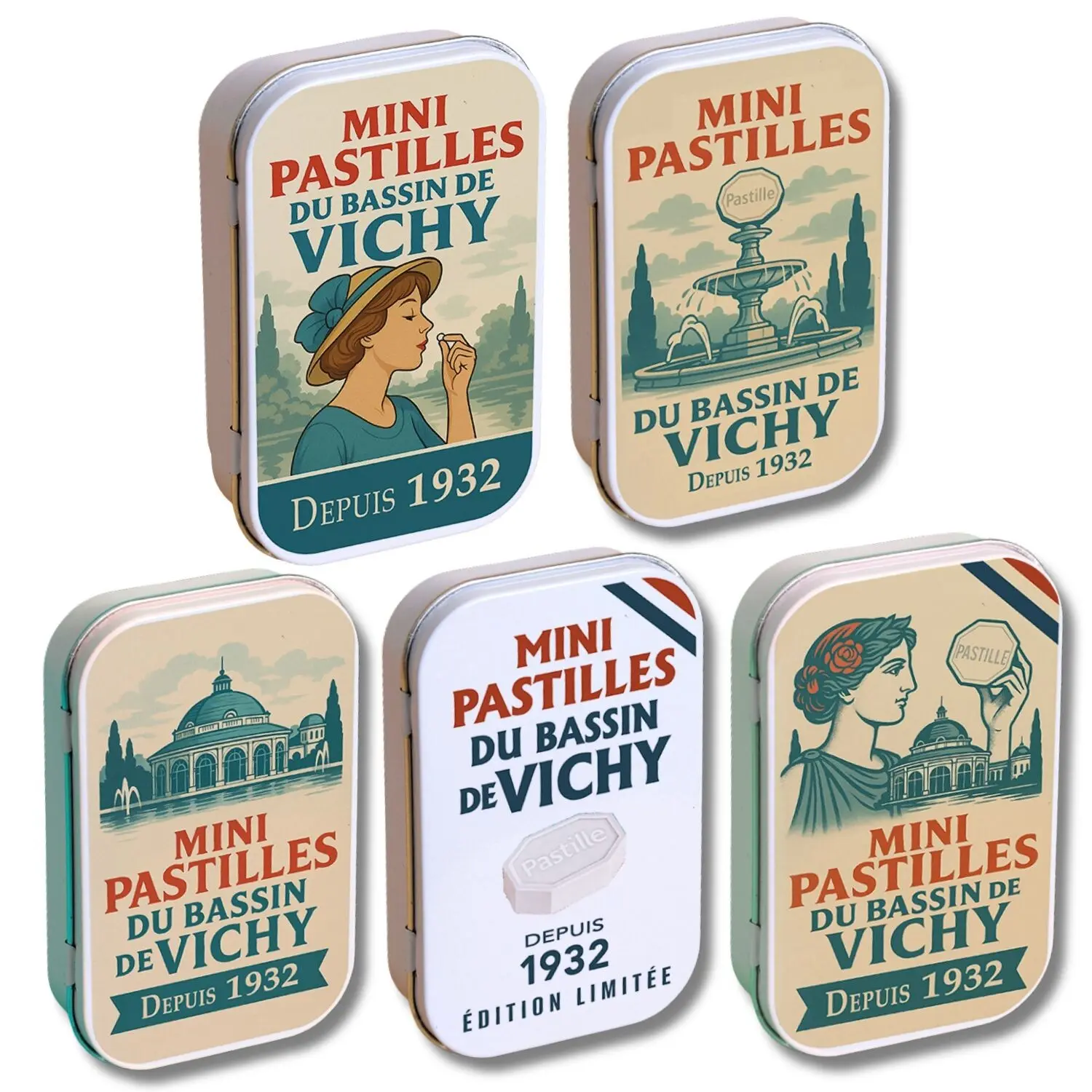 Pack Collector Rétro | 50 boîtes | Mini Pastilles du Bassin de Vichy | Depuis 1932