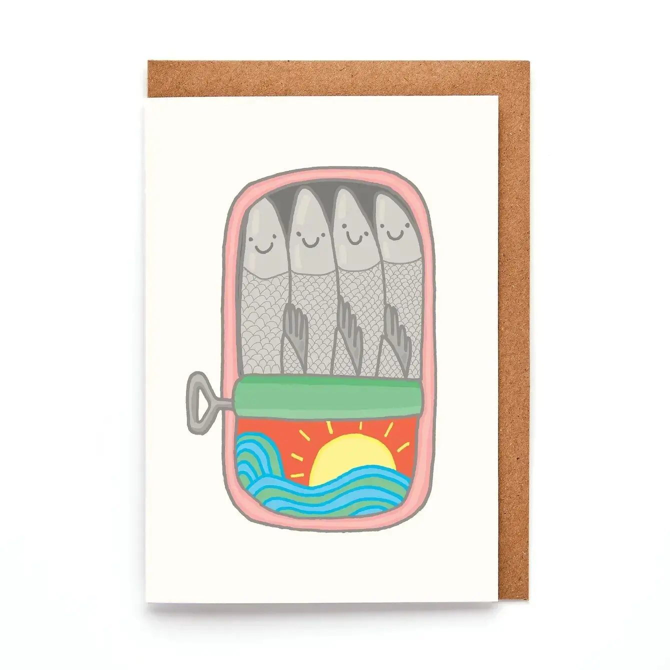 Sardine Tin Mini A7 Greeting Card | Quirky Fish Design