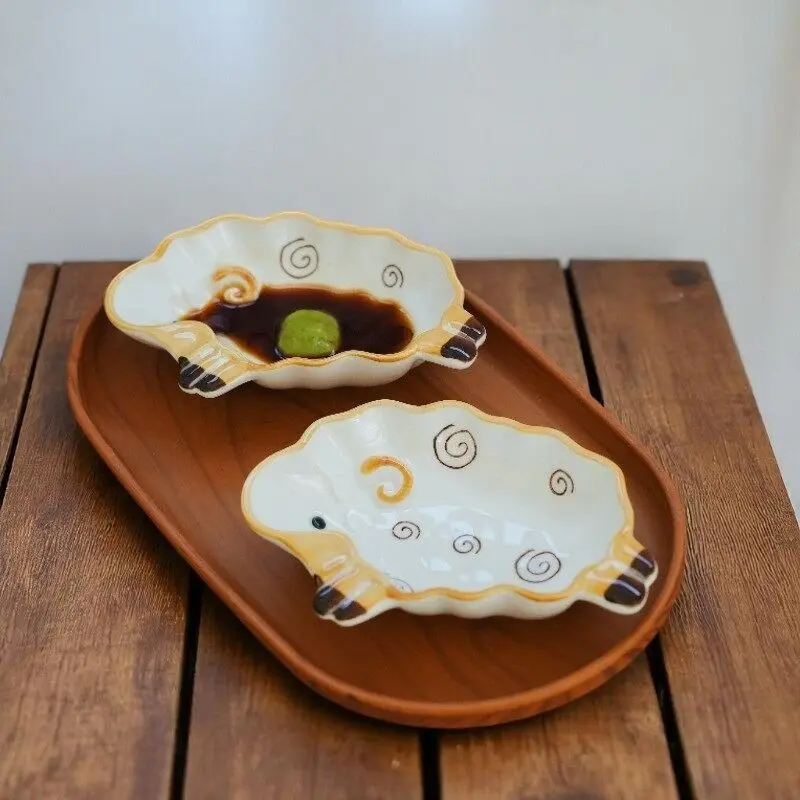 Japanese Style Sheep Sauce Dish - Ceramic Dipping Plate