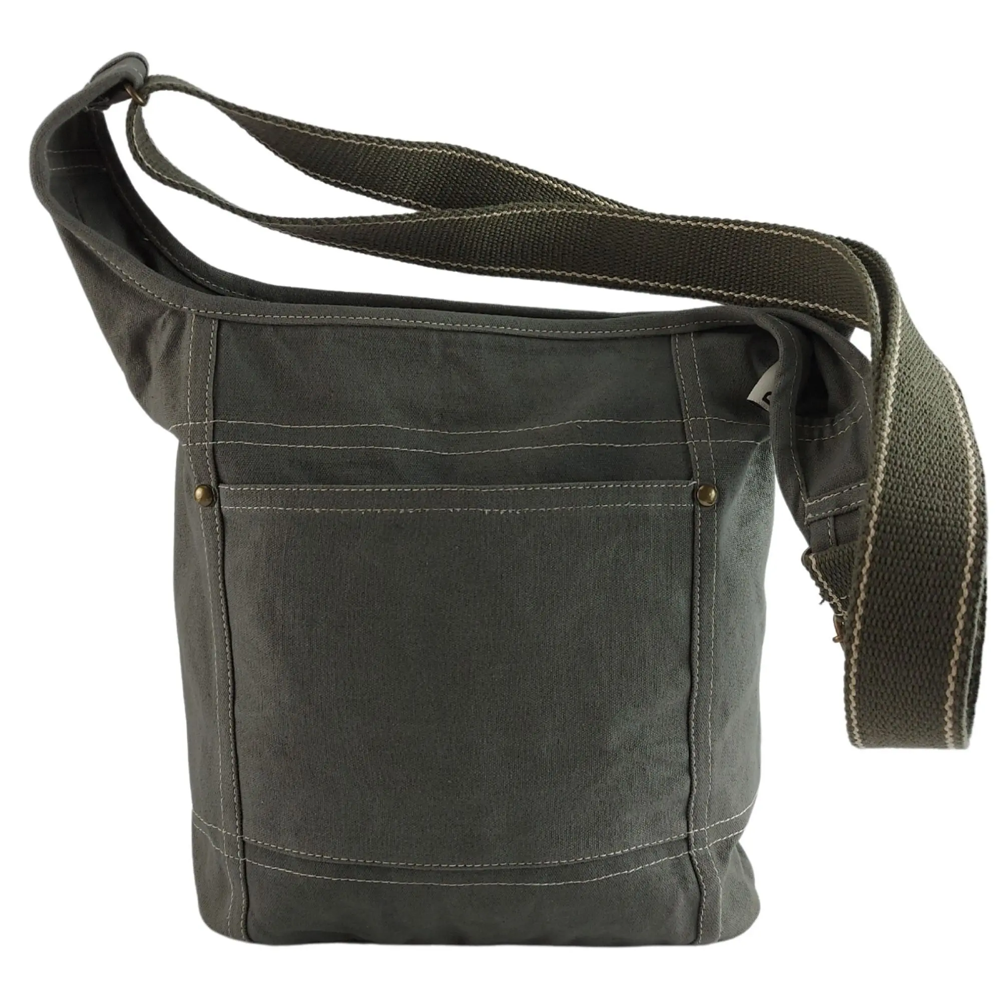 Domelo Damen gewachste Canvas Umhängetasche. Khaki grün wasserabweisende Hobo Tasche