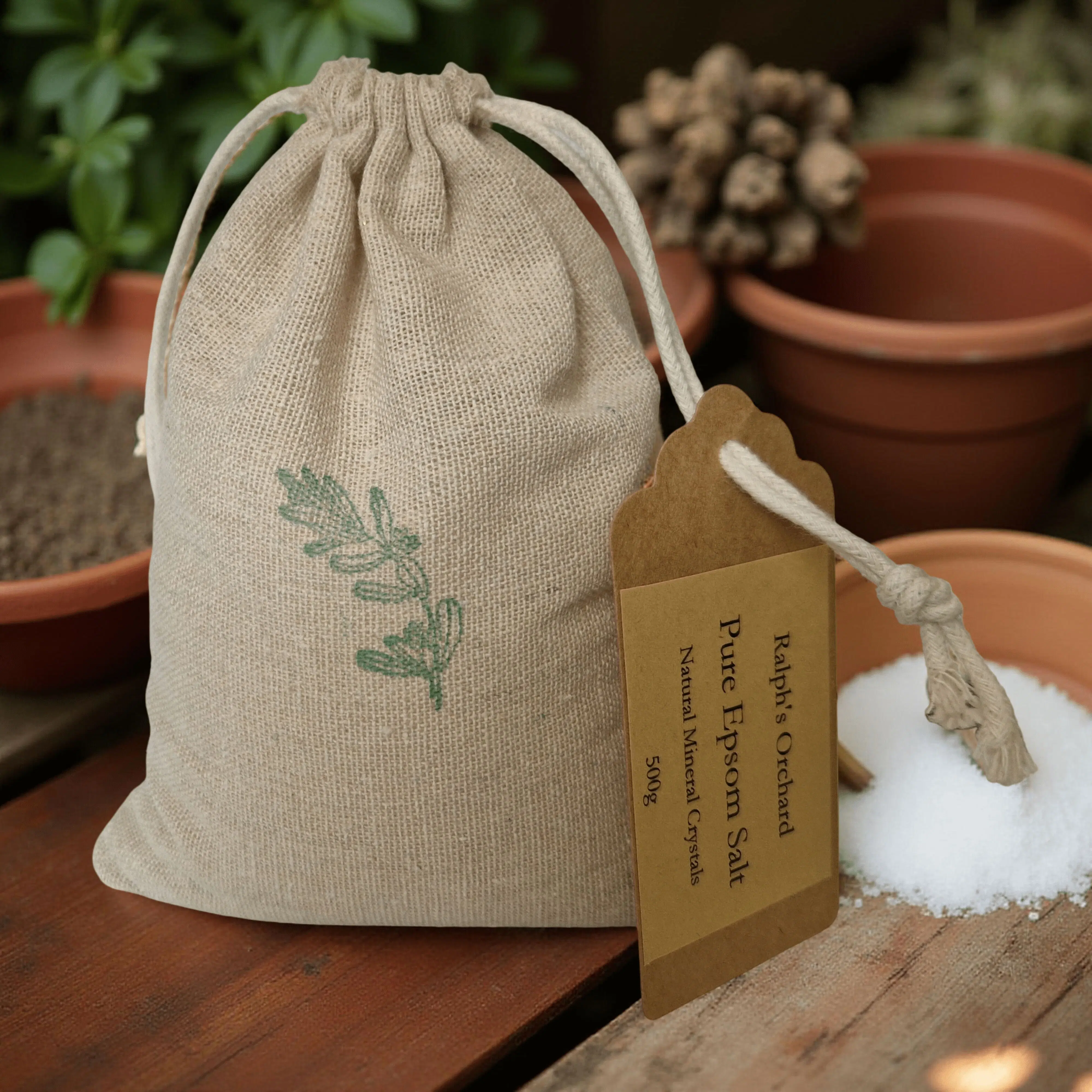 Multi-Purpose Epsom Salt - Natural Mineral Salts in Cotton Bag (500g)