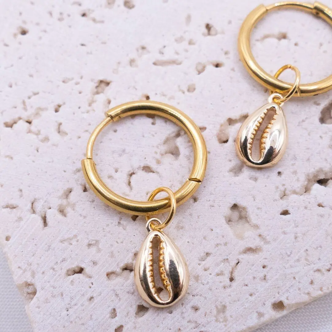 Boucles d'oreilles créoles coquillage mer - boucles d'oreilles clous légères Boucles d'oreilles Hawaï