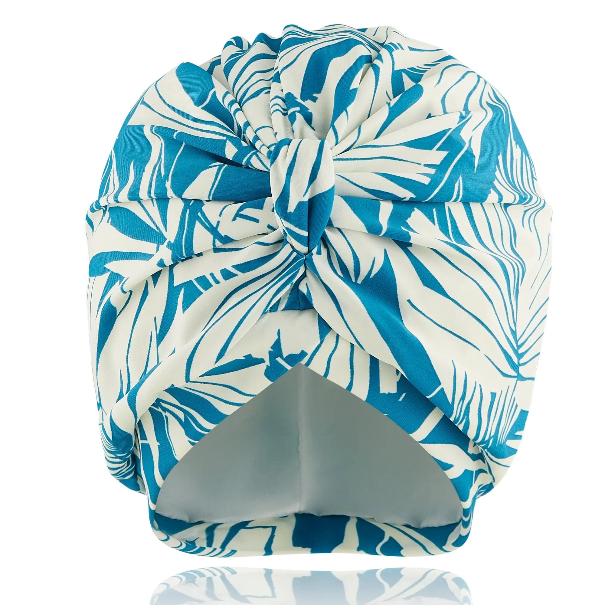 Turbante foderato in jersey Blue Palms