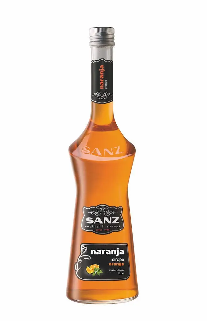 Orange syrup "Sanz", made from 16% orange juice. Alcohol-free.0.7l
