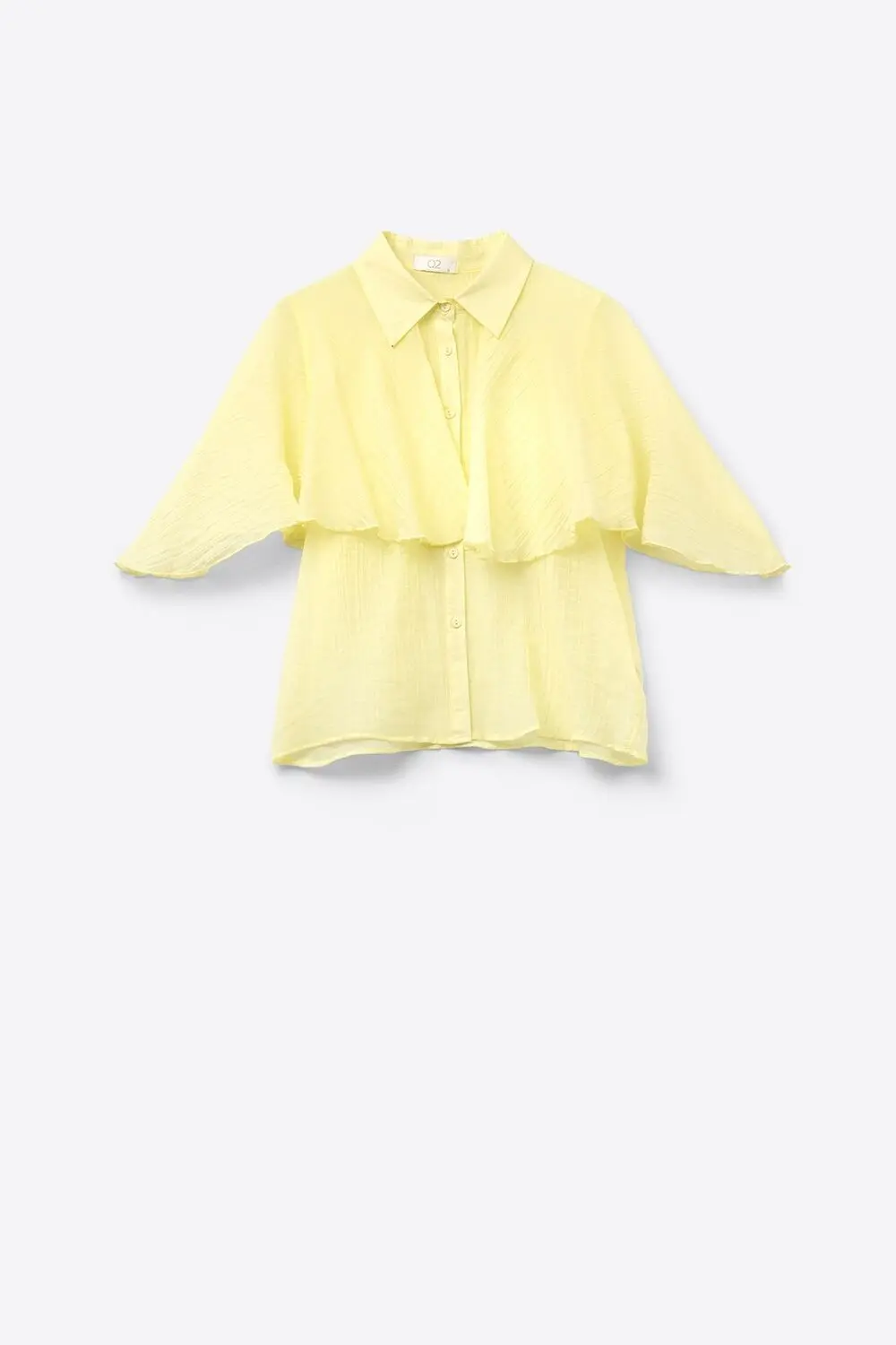 Buy wholesale Yellow textured chiffon blouse with dropped sleeves