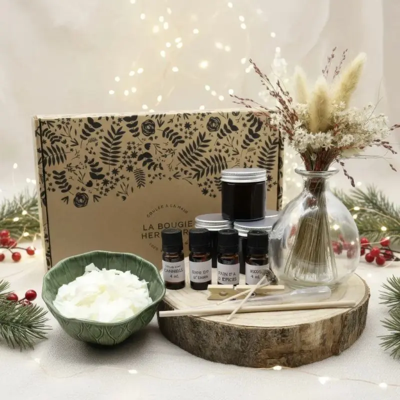🎄 Christmas Box – Crea 4 candele profumate fatte a mano | Prodotto francese per i tuoi clienti | La Bougie Herbivore