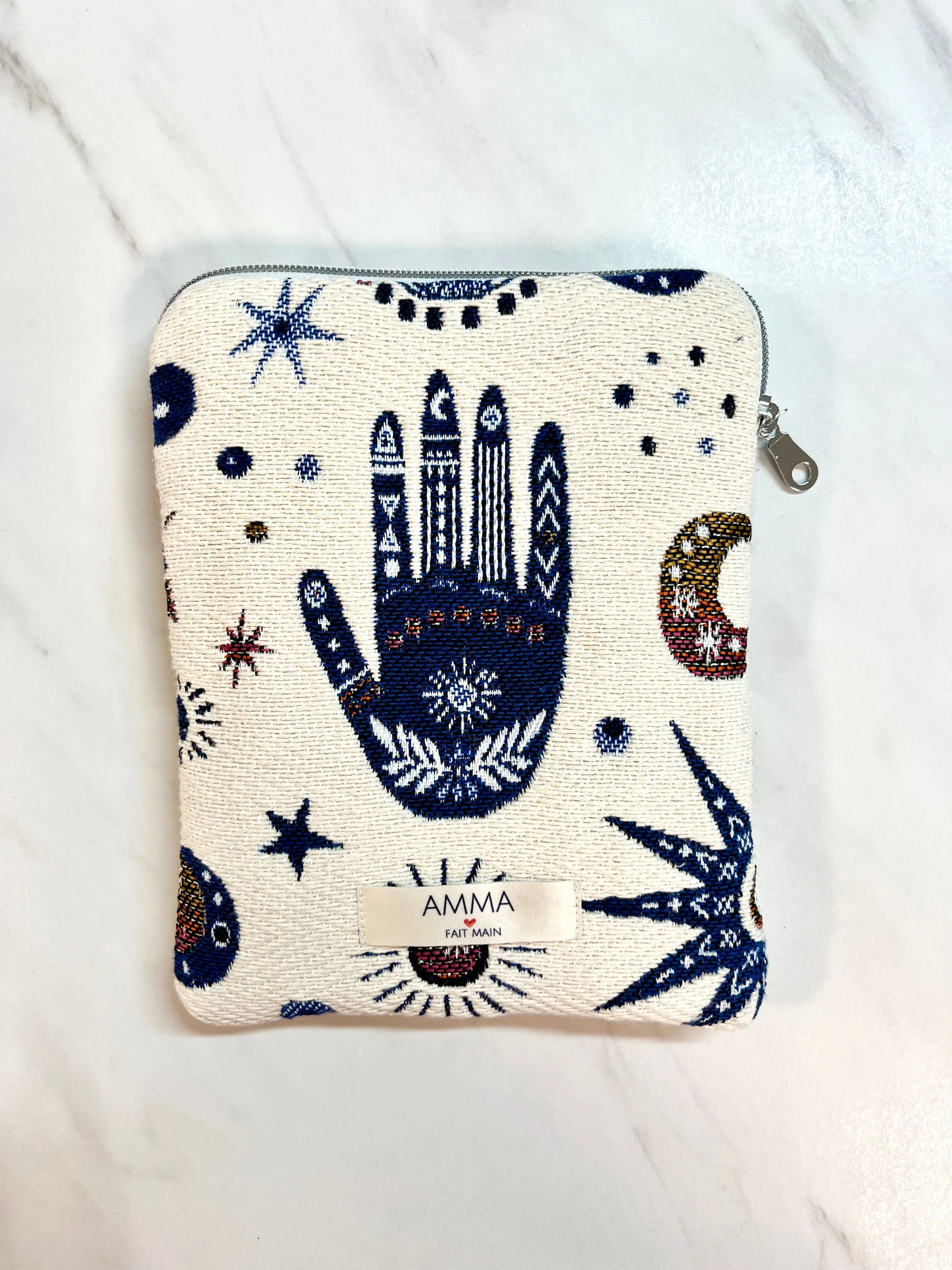 Kindle/Kobo e-reader cover in jacquard fabric - Arty Blue Karma