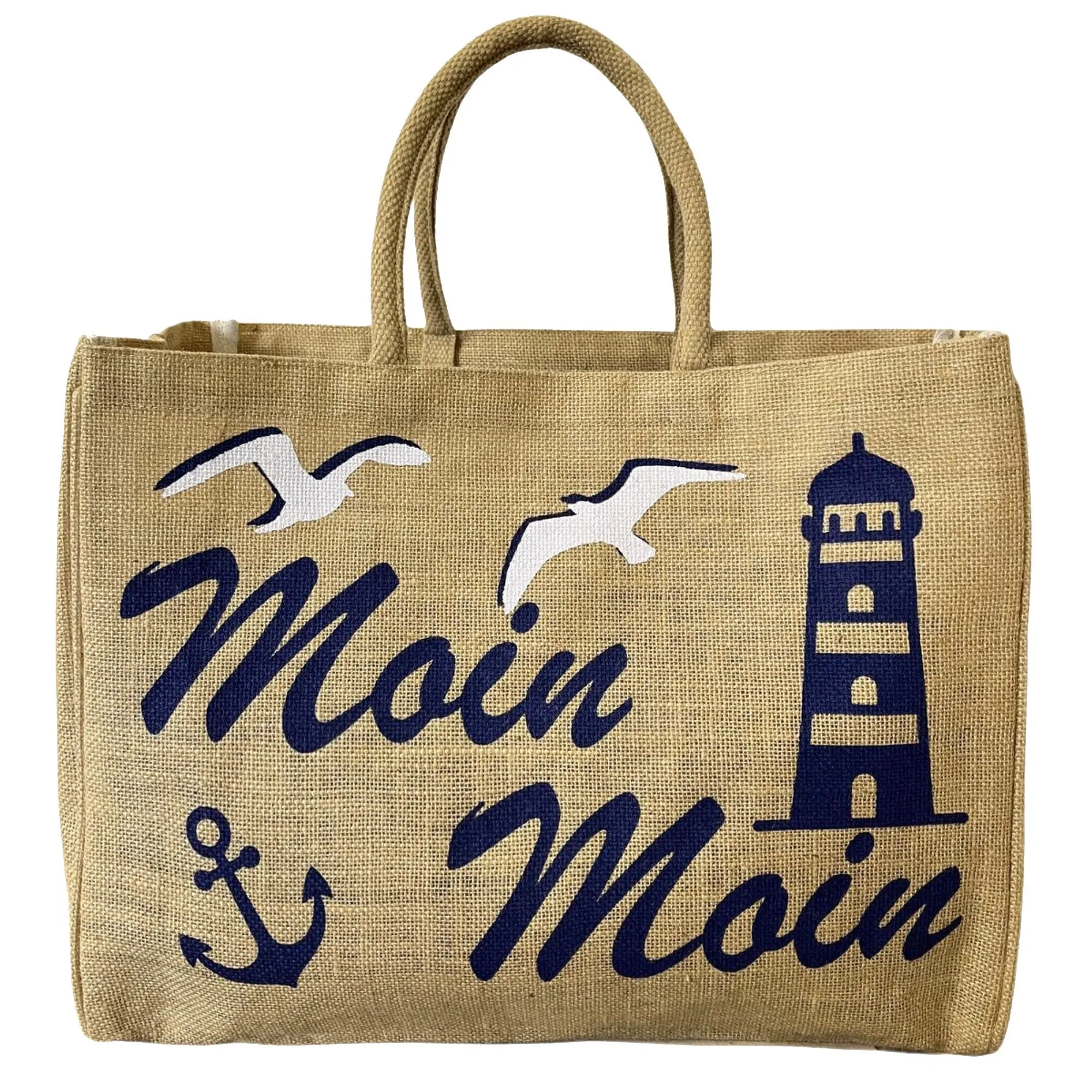 Domelo Jutetasche Einkaufstasche. Jute Shopper Tasche. Große wasserabweisenden Einkaufskorb/ Strandtasche . Badetasche XXL/ Shopping bag Geschenke für Frauen.
