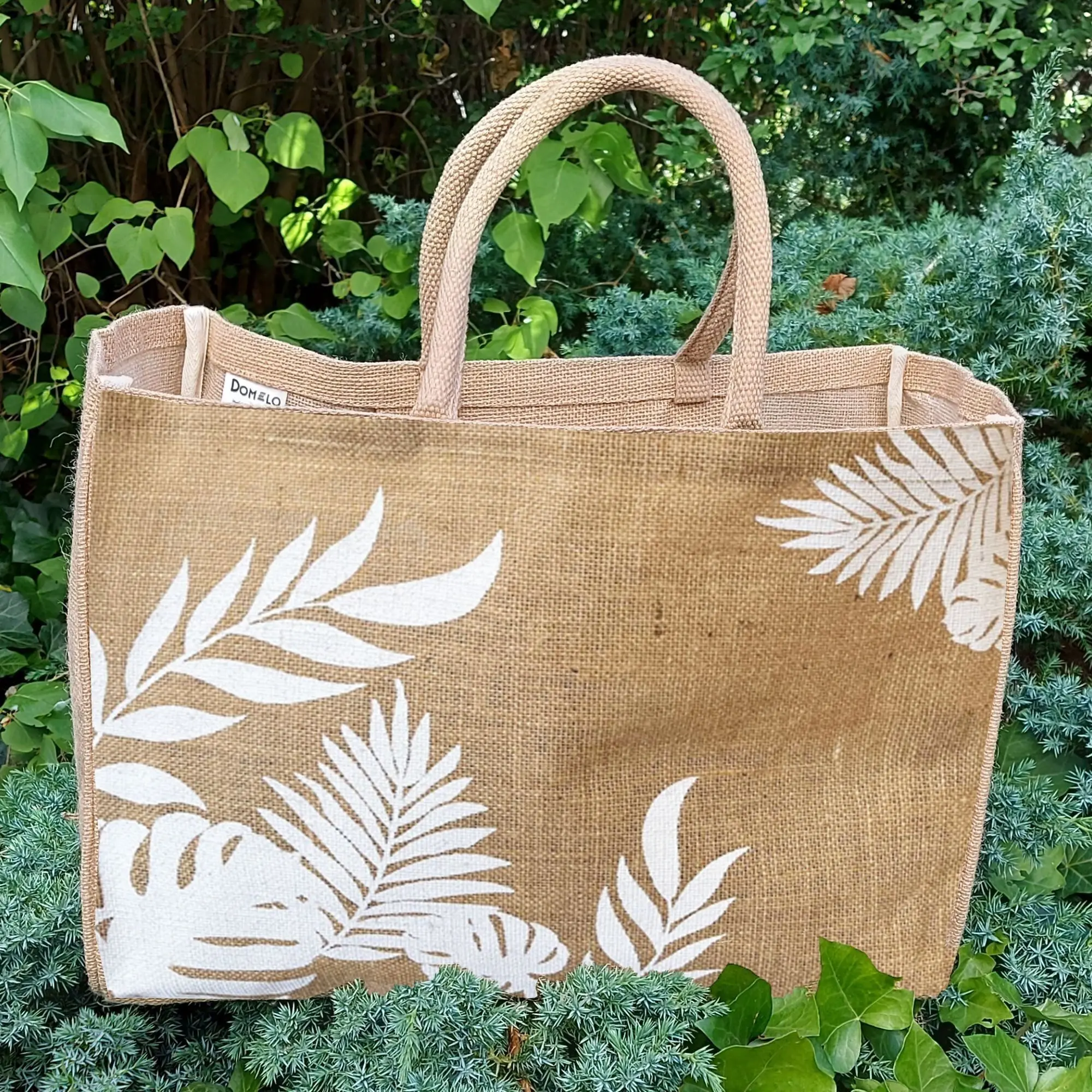 Domelo Jutetasche Einkaufstasche. Jute Shopper Tasche. Große wasserabweisenden Einkaufskorb/ Strandtasche . Badetasche XXL/ Shopping bag Geschenke für Frauen.