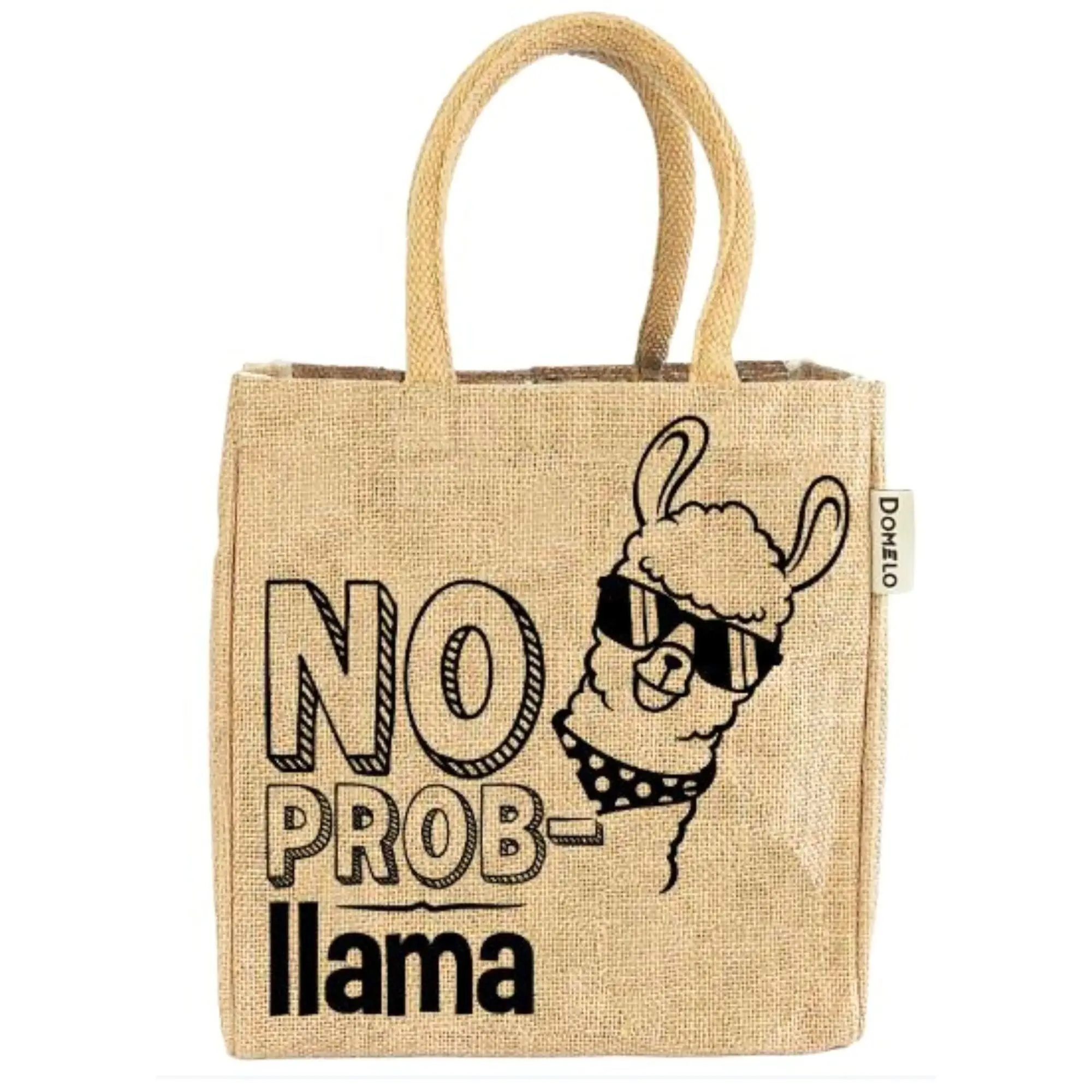 Domelo Jute Handtasche kleine Jutetasche vegane Einkaufskorb mini Tragetasche