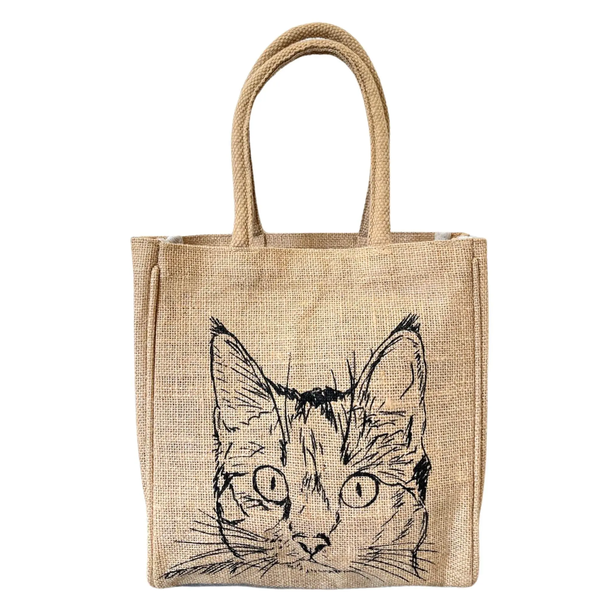 Domelo Jute Handtasche kleine Jutetasche vegane Einkaufskorb mini Tragetasche