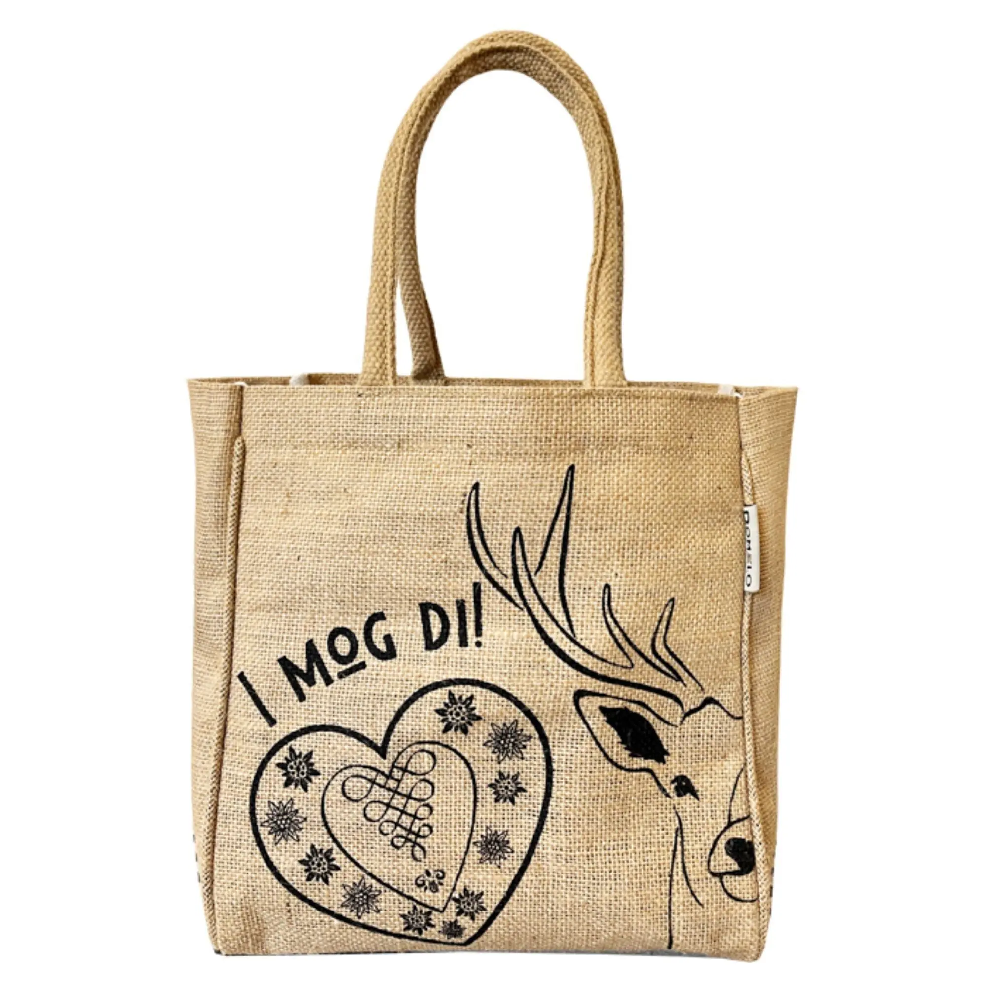 Domelo Jute Handtasche kleine Jutetasche vegane Einkaufskorb mini Tragetasche