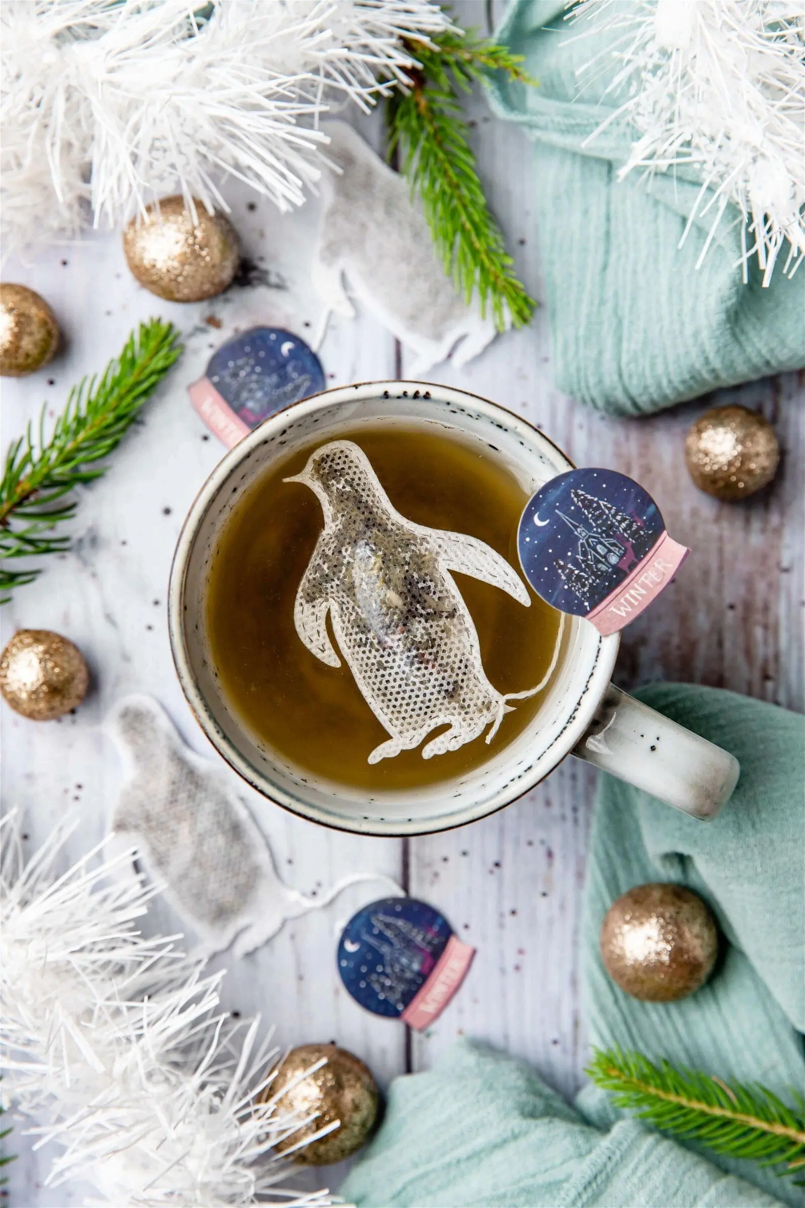 Personalized Christmas Tea Bags - Penguin x5