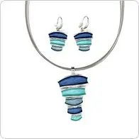 Set 2-piecerhodium-plated blue