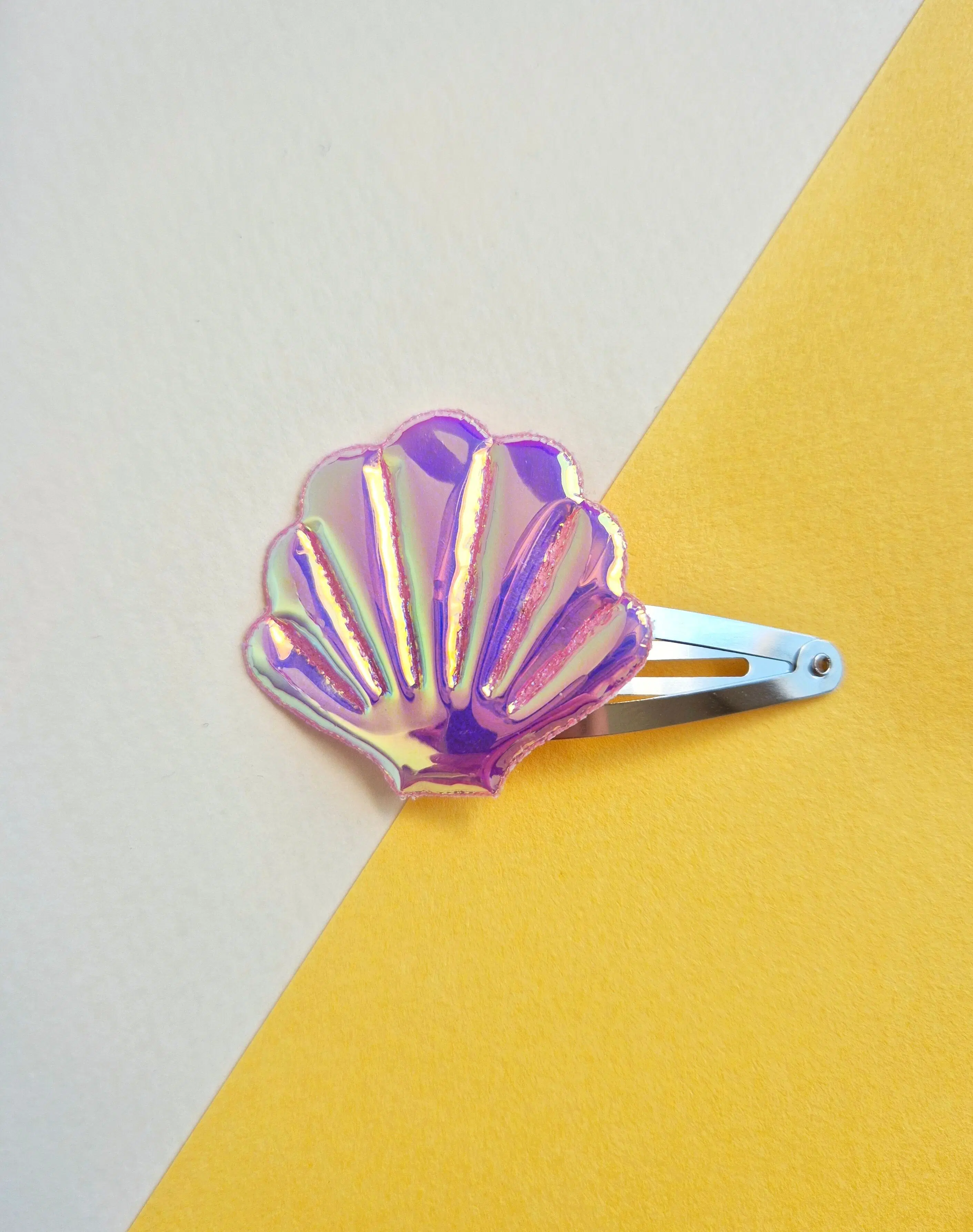 Glänzende Muschel-Kinderhaarspange🧜rosa-lila Modell 🏖️