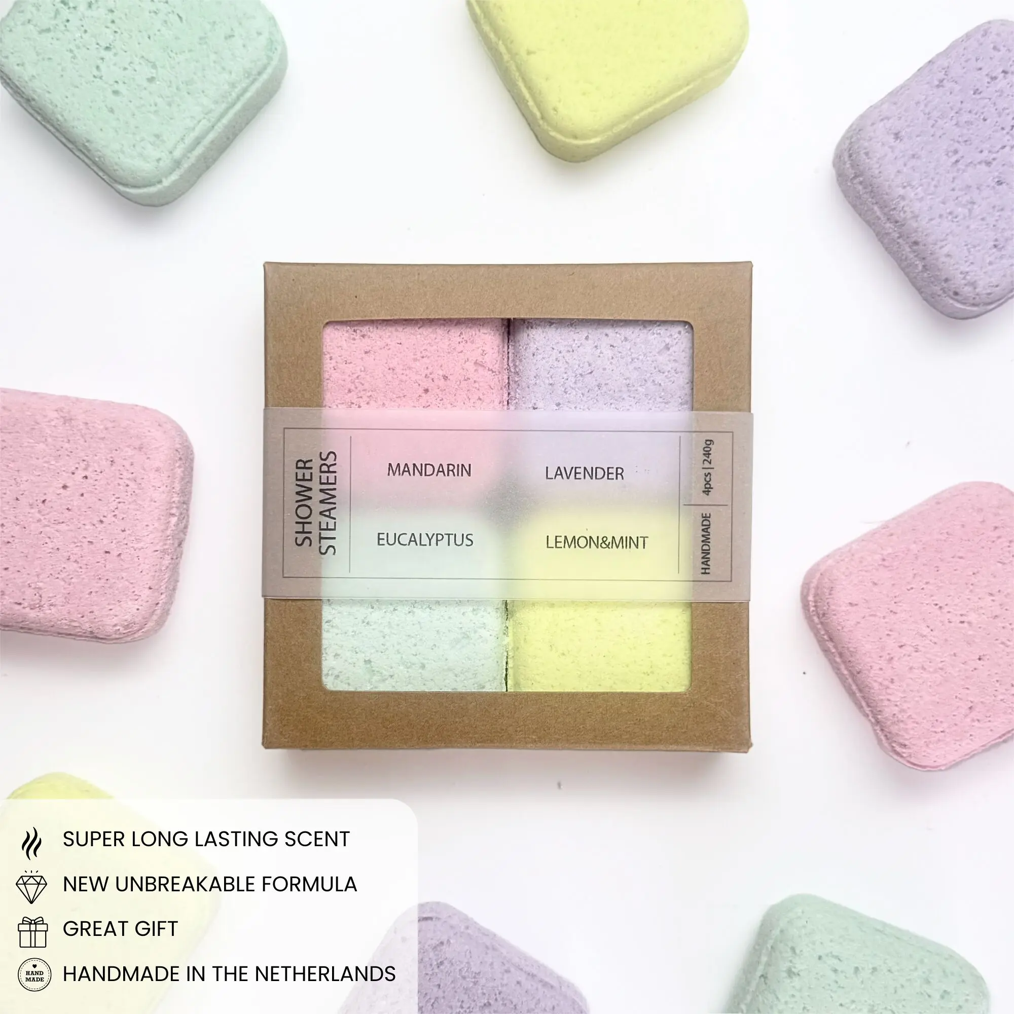 NATURAL SHOWER STEAMERS | GIFT PACK 4PCS | MULTI | 240g