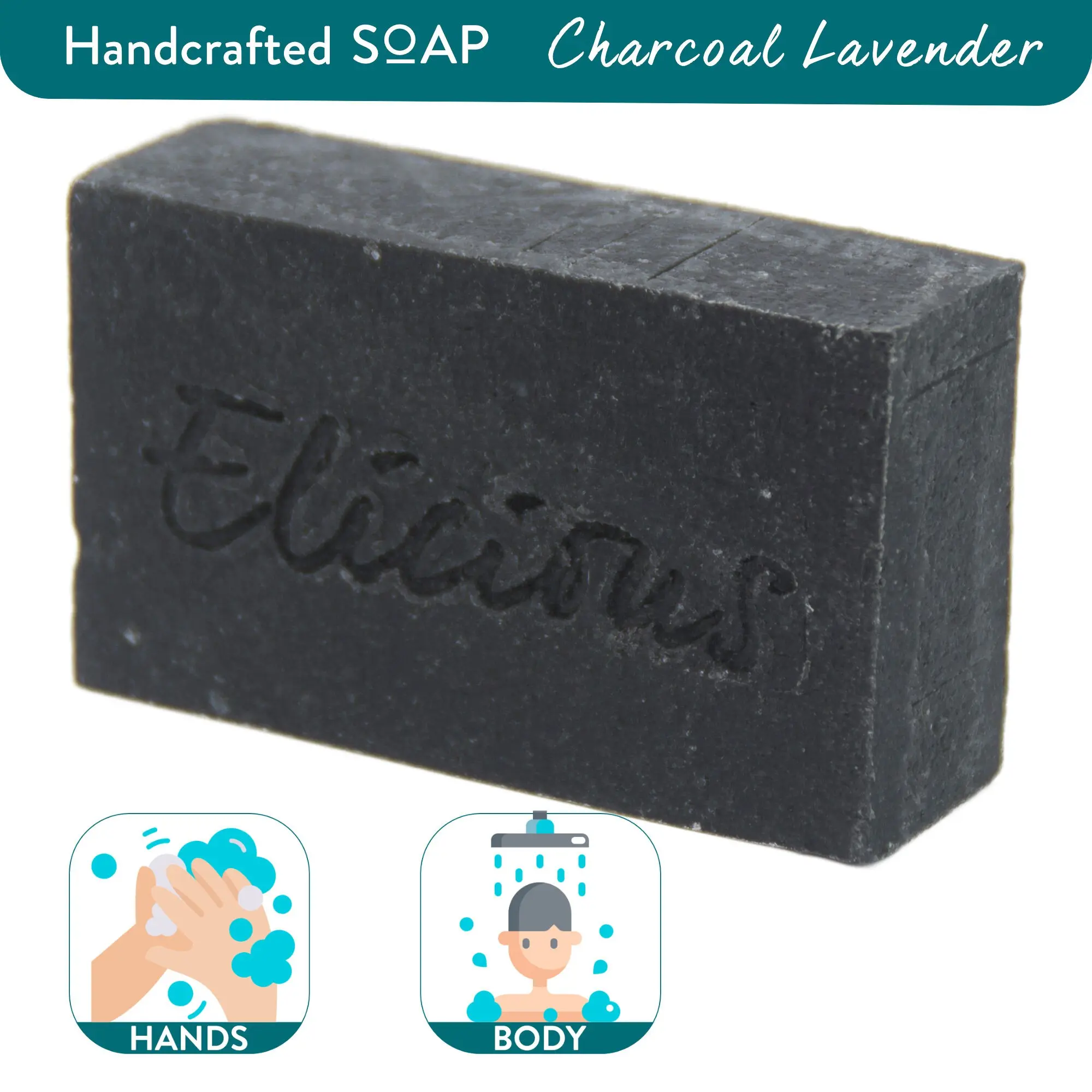 Handmade Natural Soap Charcoal Lavender 100g