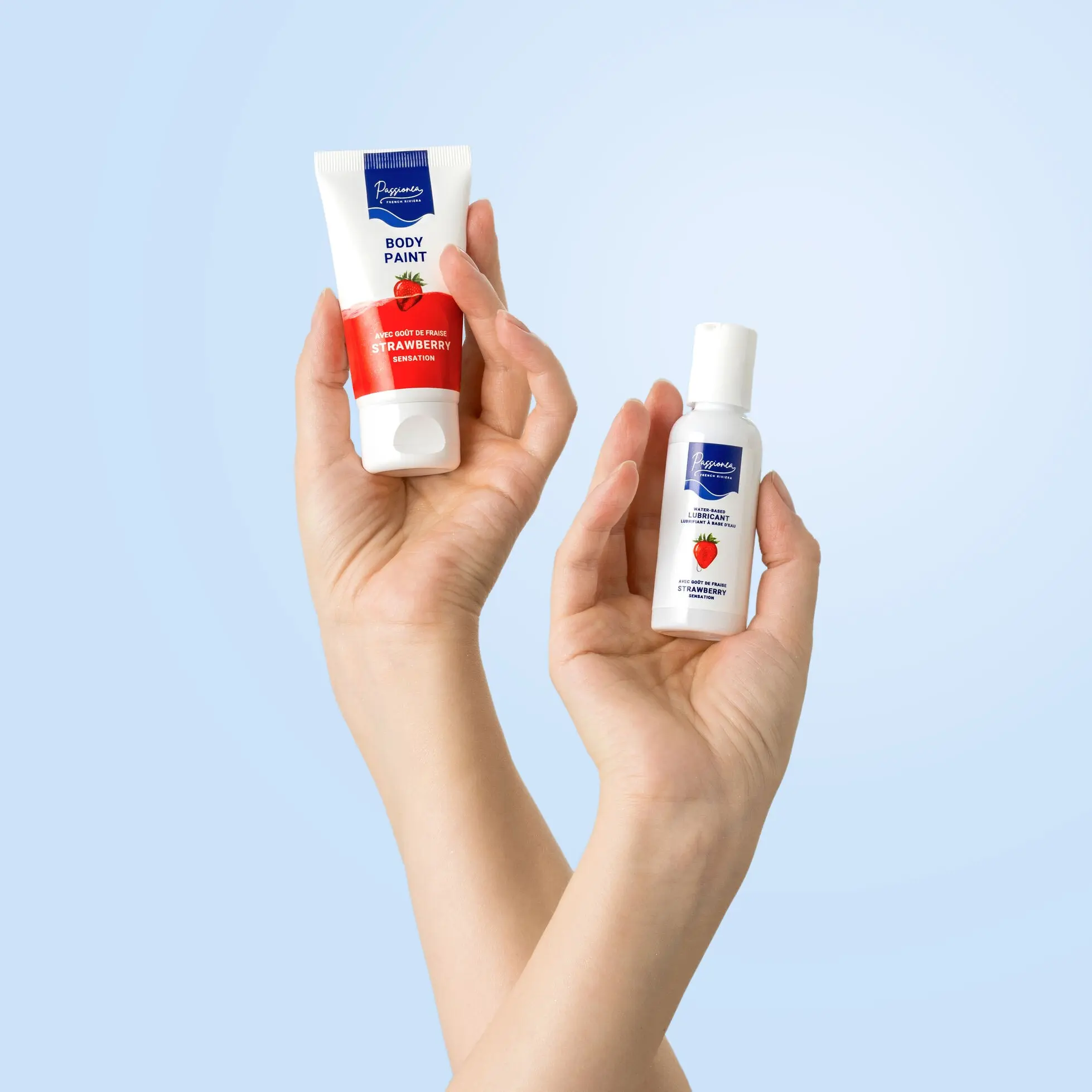 Duo Pack "Strawberry Sensation": lubrificante a base d'acqua al gusto di fragola e pittura per il corpo commestibile alla fragola