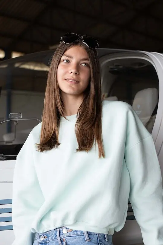 Sweat Femme Oversize Crop Molletonné - Couleur Skylight
