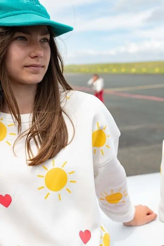 Sweat Femme Oversize Coton Soleil et Coeur - Sunny Heart
