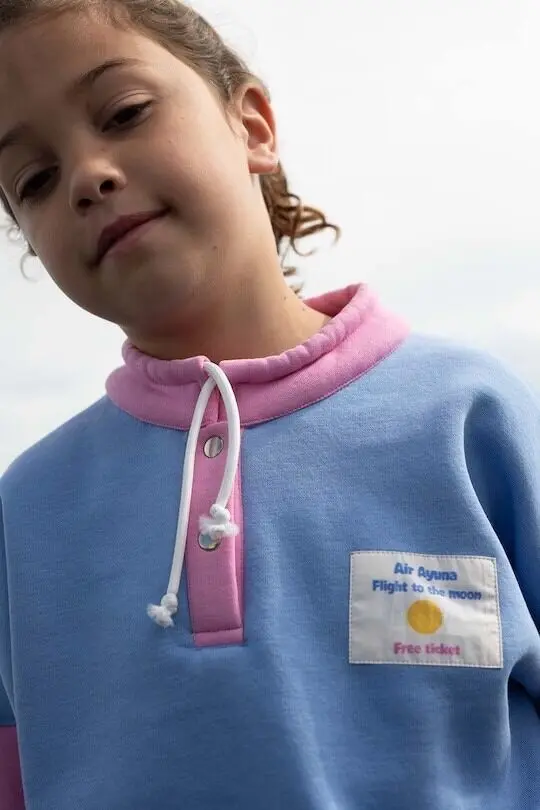 Sweat Enfant Coton Rose et Bleu - Retro 90's