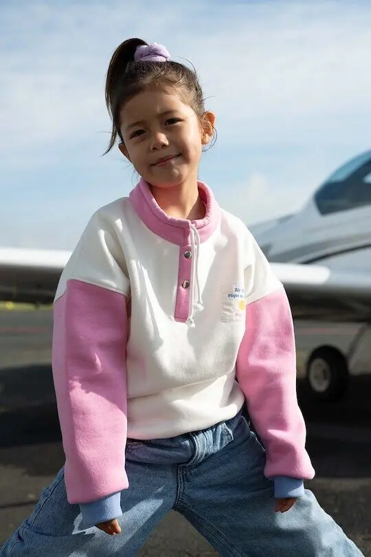 Sweat Enfant Coton Rose et Blanc - Retro 90's
