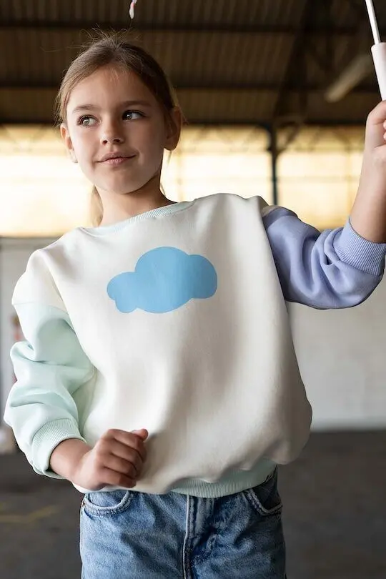 Sweat Enfant Coton Retro - Cloudy