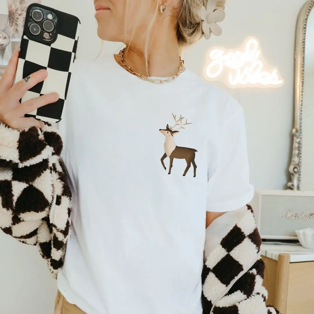 T-shirt Renne Norvège - COTON BIOLOGIQUE Noël Scandinavie Chemise Cadeau Cerf