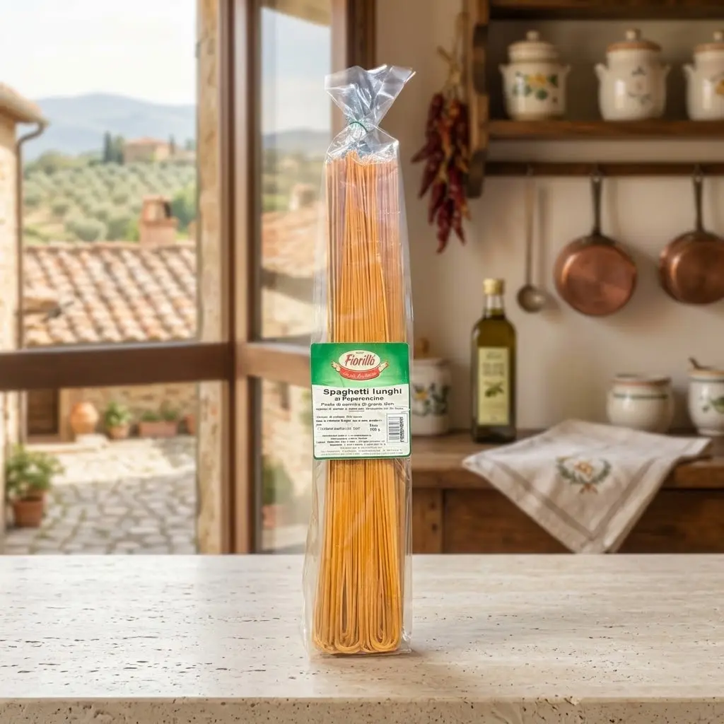 Spaghetti lunghi - Pasta artigianale, al peperoncino, 50 cm - Esalta ogni condimento