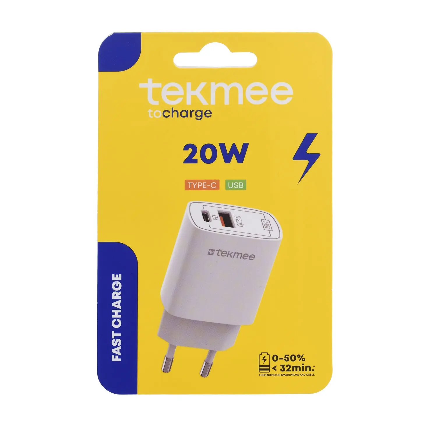 TEKMEE Type C + USB Power Adapter (2 Ports)