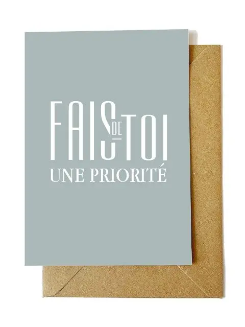 A6 postcard + kraft envelope: MAKE YOURSELF A PRIORITY