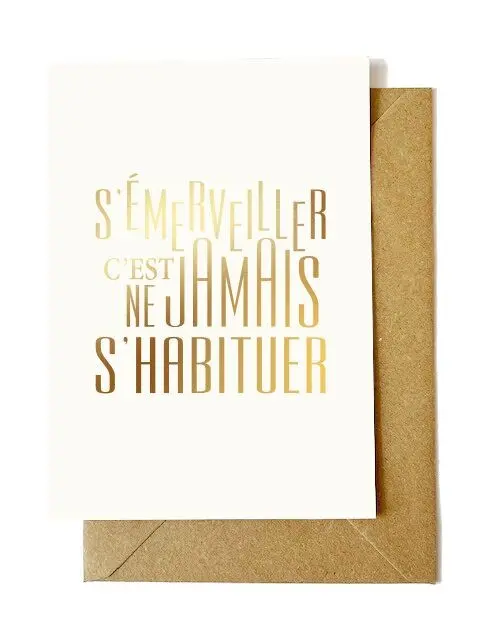 A6 postcard + kraft envelope: TO BE AMAZED IS TO NEVER GET USED TO IT